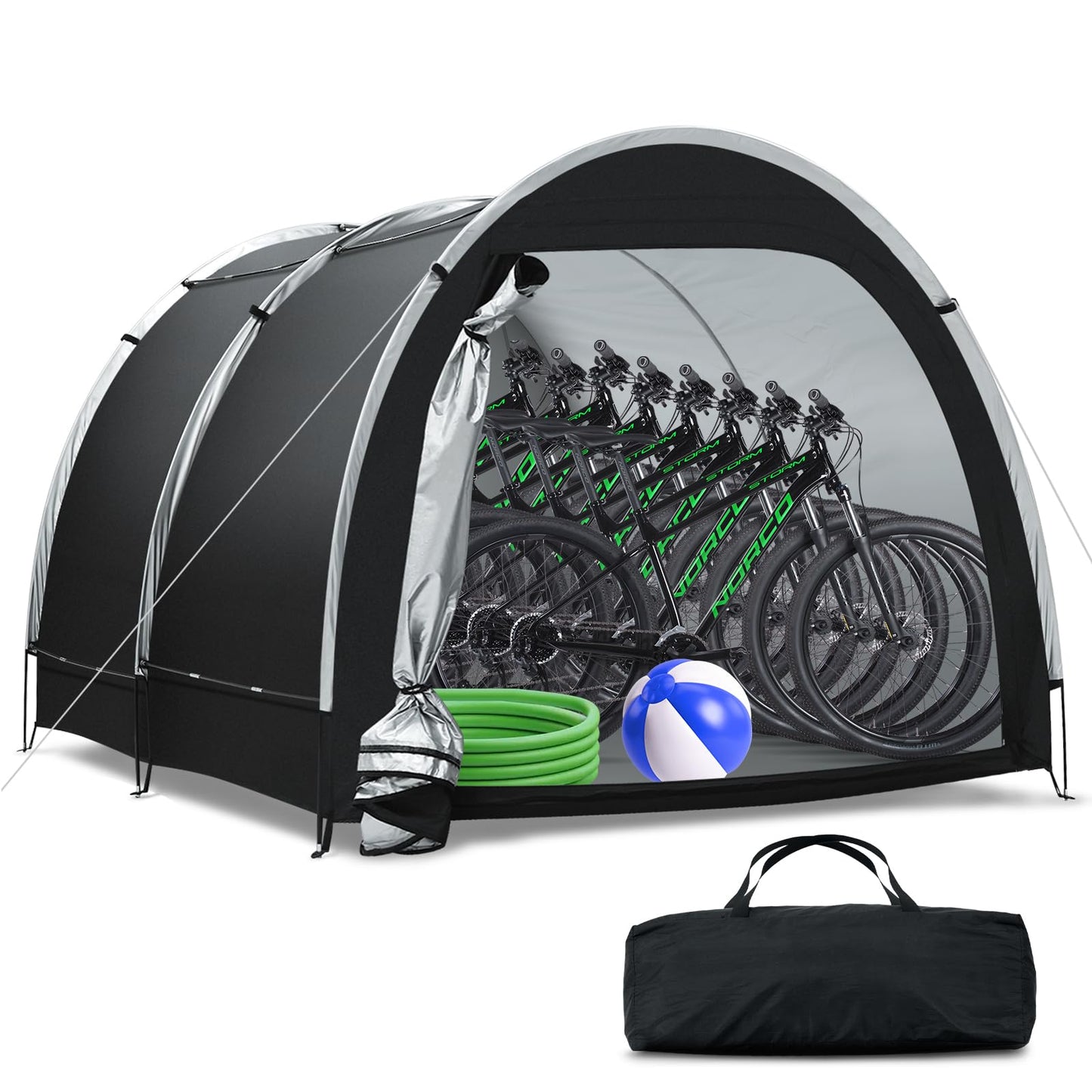 Outdoor Storage Tent - Bike Tent Waterproof, Upgraded Larger 6.6x8.0x5.6ft Garage Shelters, Bicycle Tent Sheds with Dual-Doors for Motorcycle, Lawn Mower, Garden Tools, Bike Storage/Bike Sheds - Large