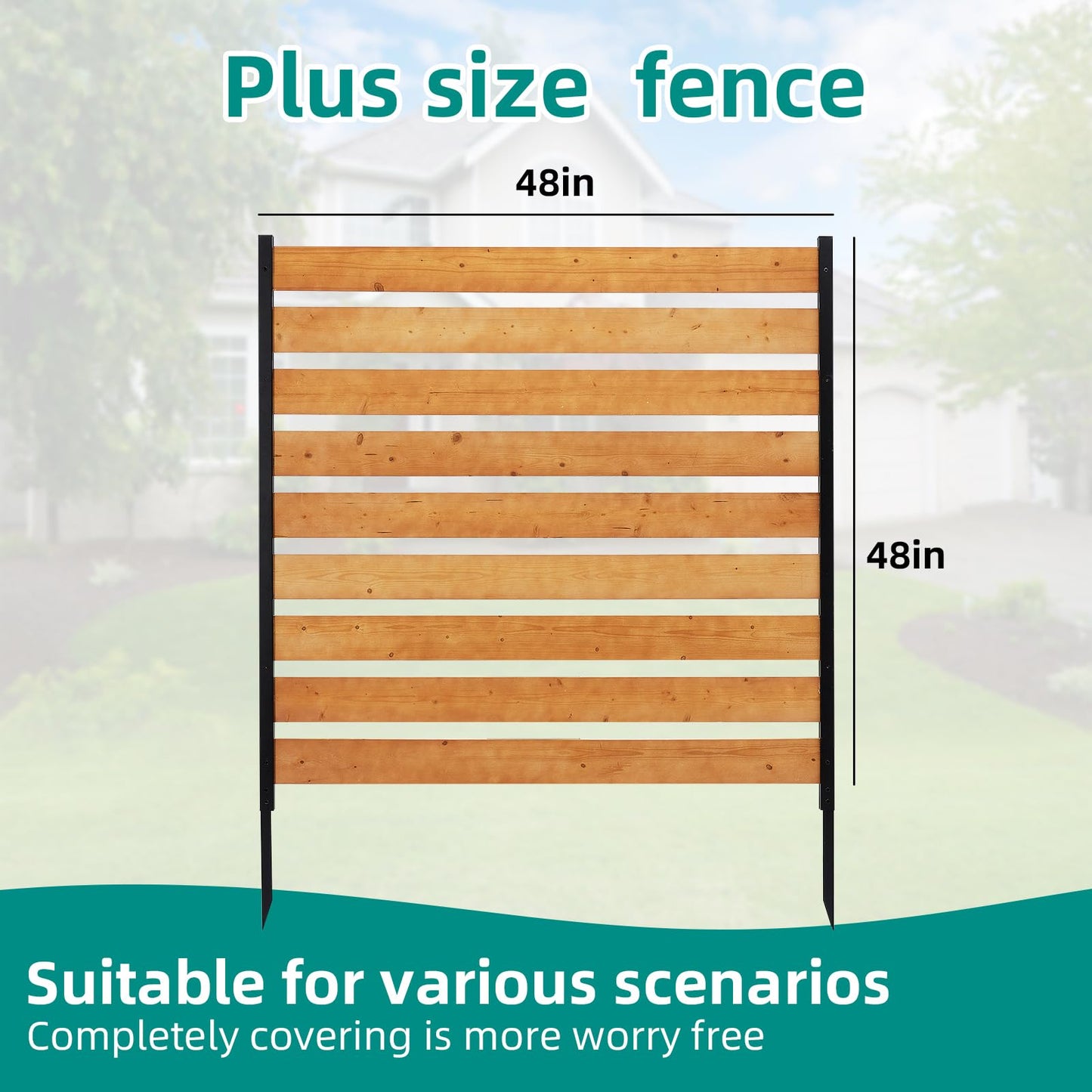 48 * 48 Inch Wood Privacy Fence Screen, Wooden Fence Panels for Outdoor Yard Trash Cans, AC Unit, Swimming Pool, Garden Yard Screen Windproof Enclosure(1 Panels)