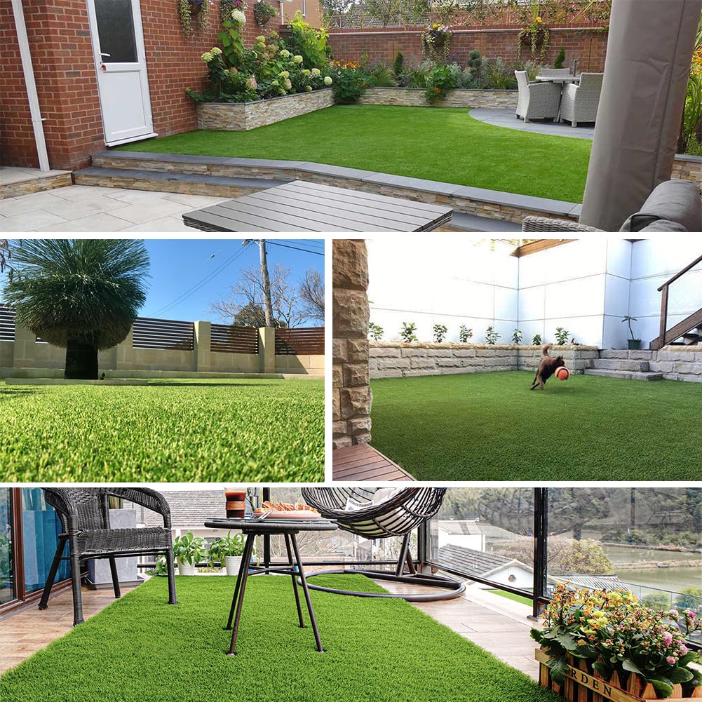 Petgrow Luxurious Artificial Grass 1.77 Inch Pile Height Ultrathick Turf 7 X 15 Feet,Indoor/Outdoor Dog Pee Fake Faux Grass,Synthetic Grass Rug Garden Landscape Patio,Drainage Holes