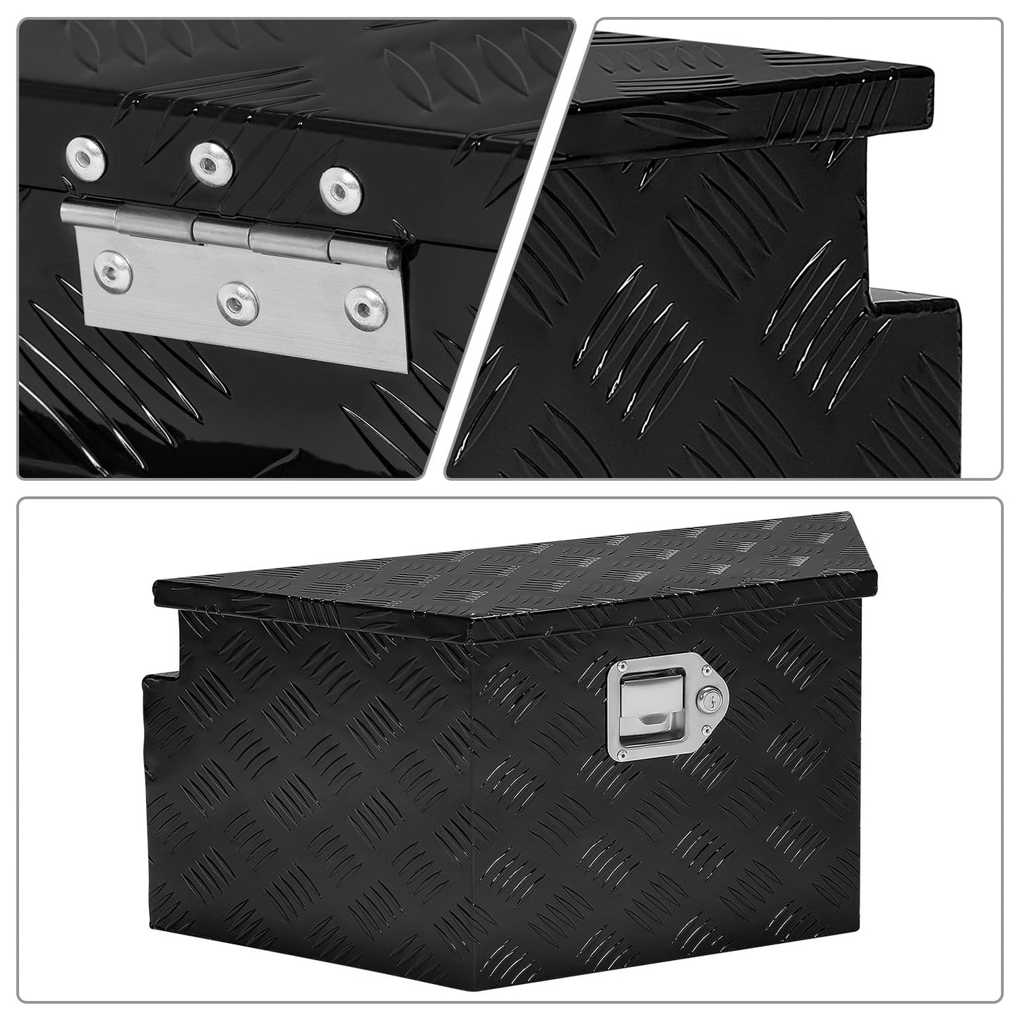 DNA MOTORING Trailer Tongue Box, Lockable Aluminum Truck Bed Tool Box, 26" X 11" X 12", Black, TBOX-T5-011-BK