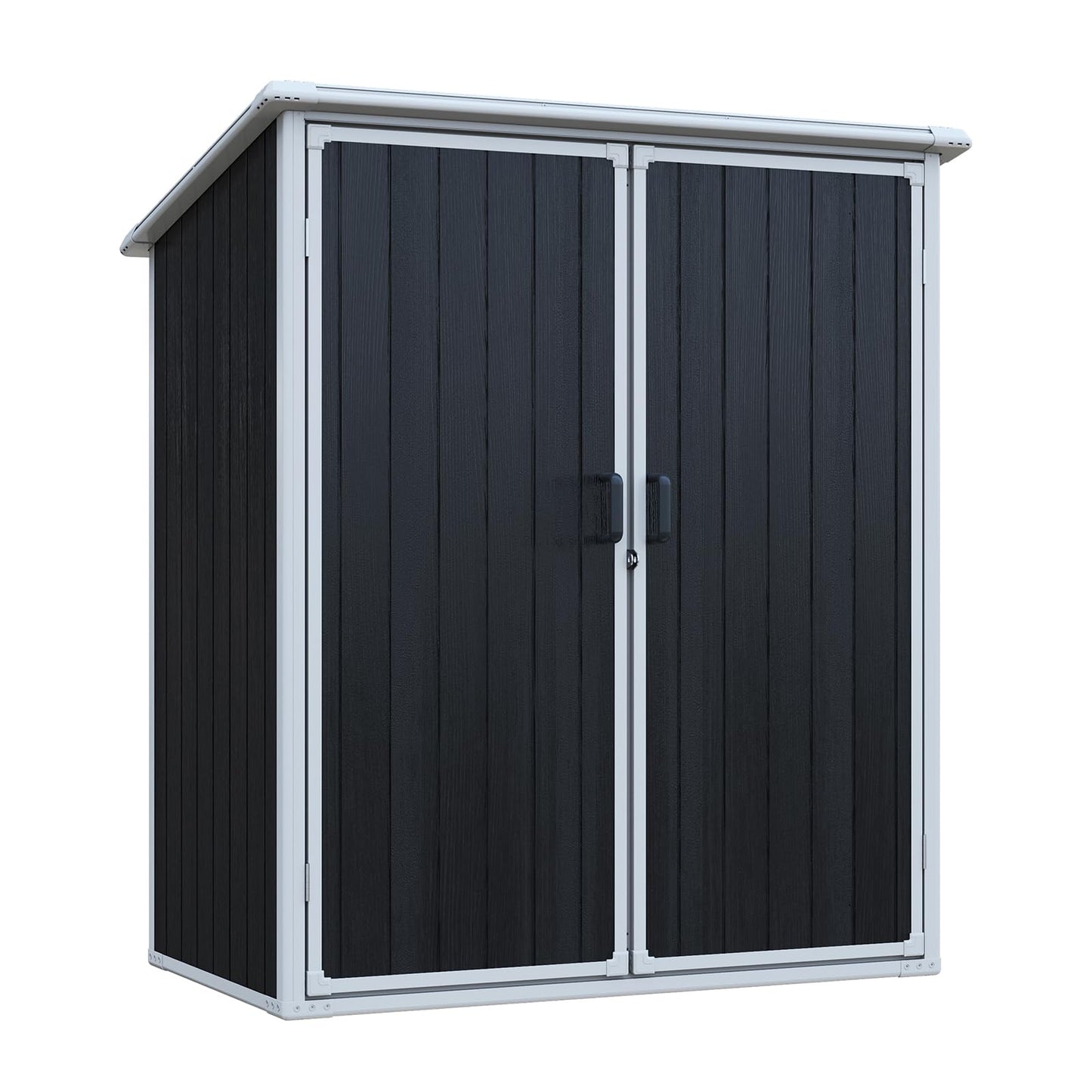 KEIKI 5x3 FT Outdoor Storage Shed Cabinet Polypropylene Frame with Lockable Doors for Bikes and Patio Furniture Toys