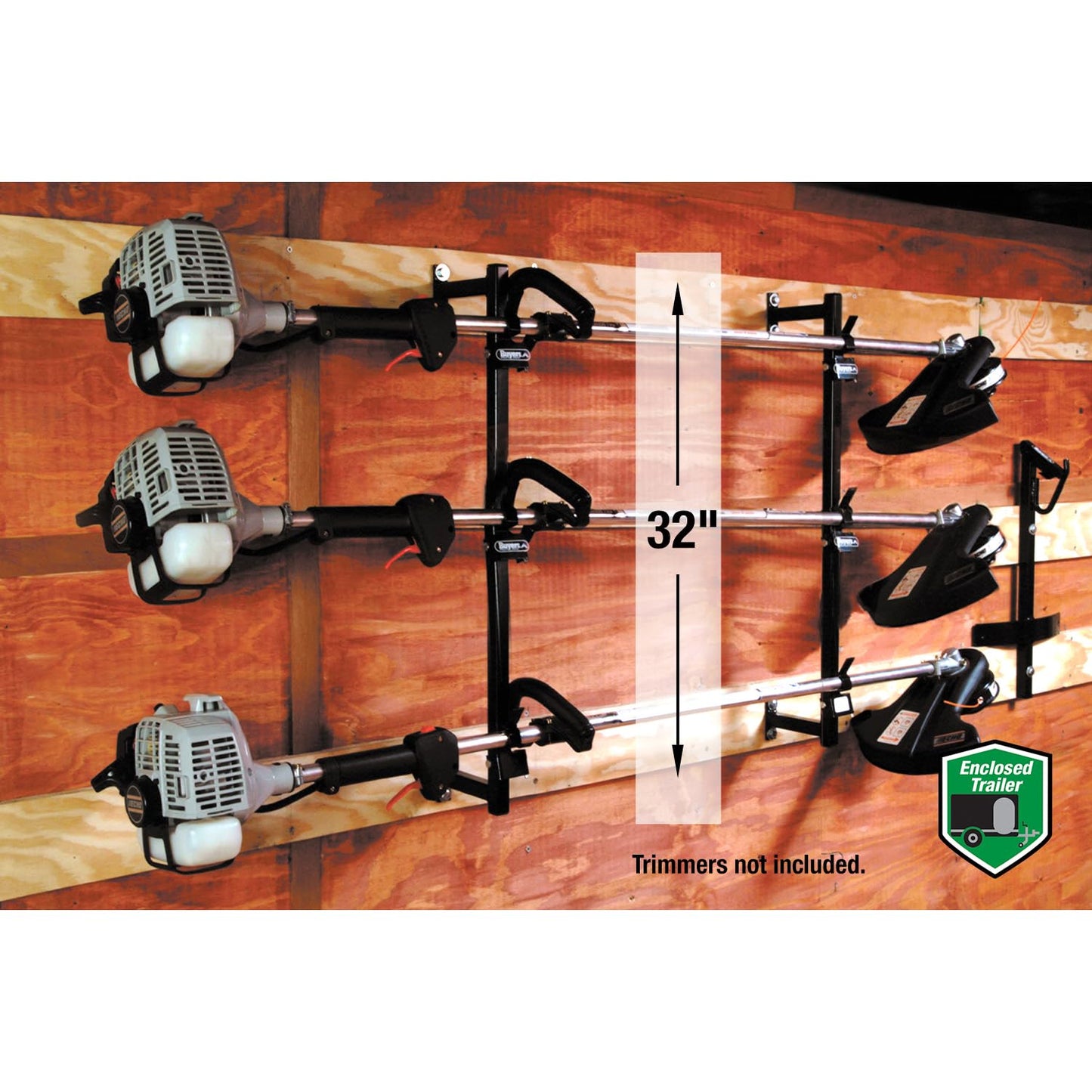 Buyers Products LT12 Landscape Trimmer Edger Locking Rack for Enclosed Trailers & Walls, Made In The USA, Holds 3 Yard Lawn Weed Whackers Tools, Trimmer Holder for Landscape Trailers
