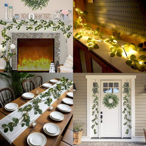 Eucalyptus Garland with Lights - 6.56FT, 96 LEDs, 8 Modes, Battery Operated | Spring Greenery Decor