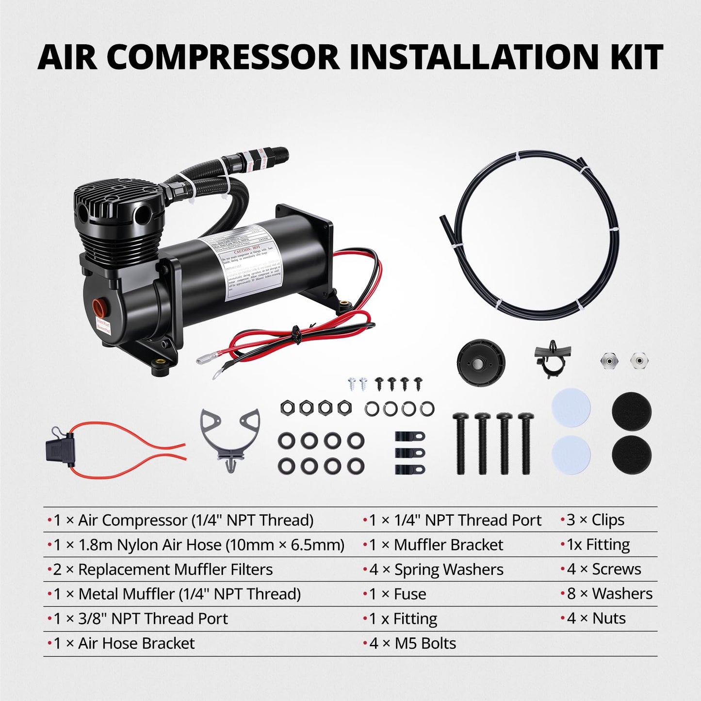 EVIL ENERGY 200PSI Air Horn Suspension Compressor for Car 12V Heavy Duty 1/4 NPT Onboard Air Ride Compressor for Train, Truck, Inflating Tires, Suspension Systems, Train Horn, DIY Pneumatic Tools