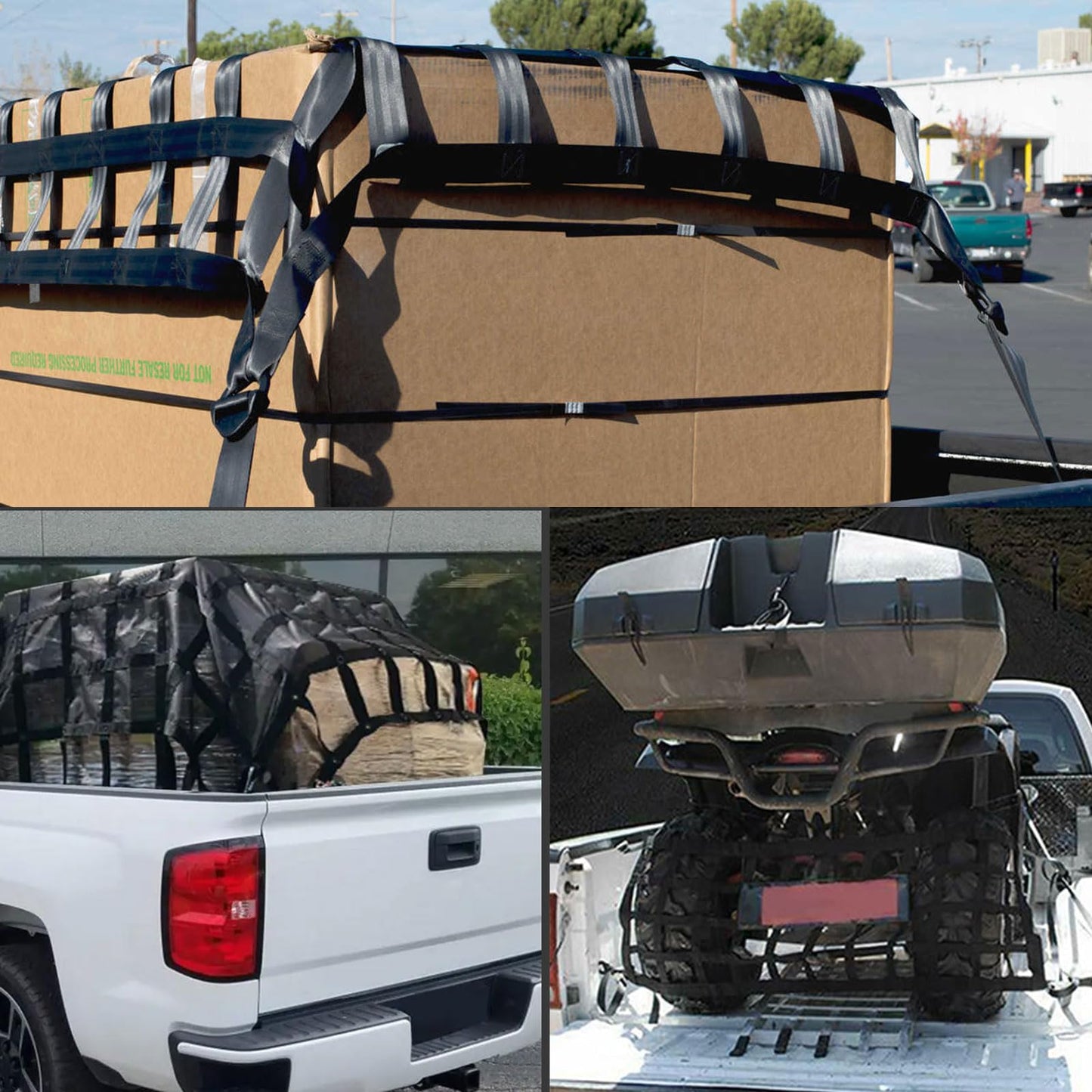 Ganggend 96” x 81“ Heavy Duty Cargo Net with Mesh, Truck Bed Net with J Hooks Accessories, 1500lbs Load Bearing Capacity, Truck Bed Cargo Net Organizer for Pickup Trucks (8' x 6.7')