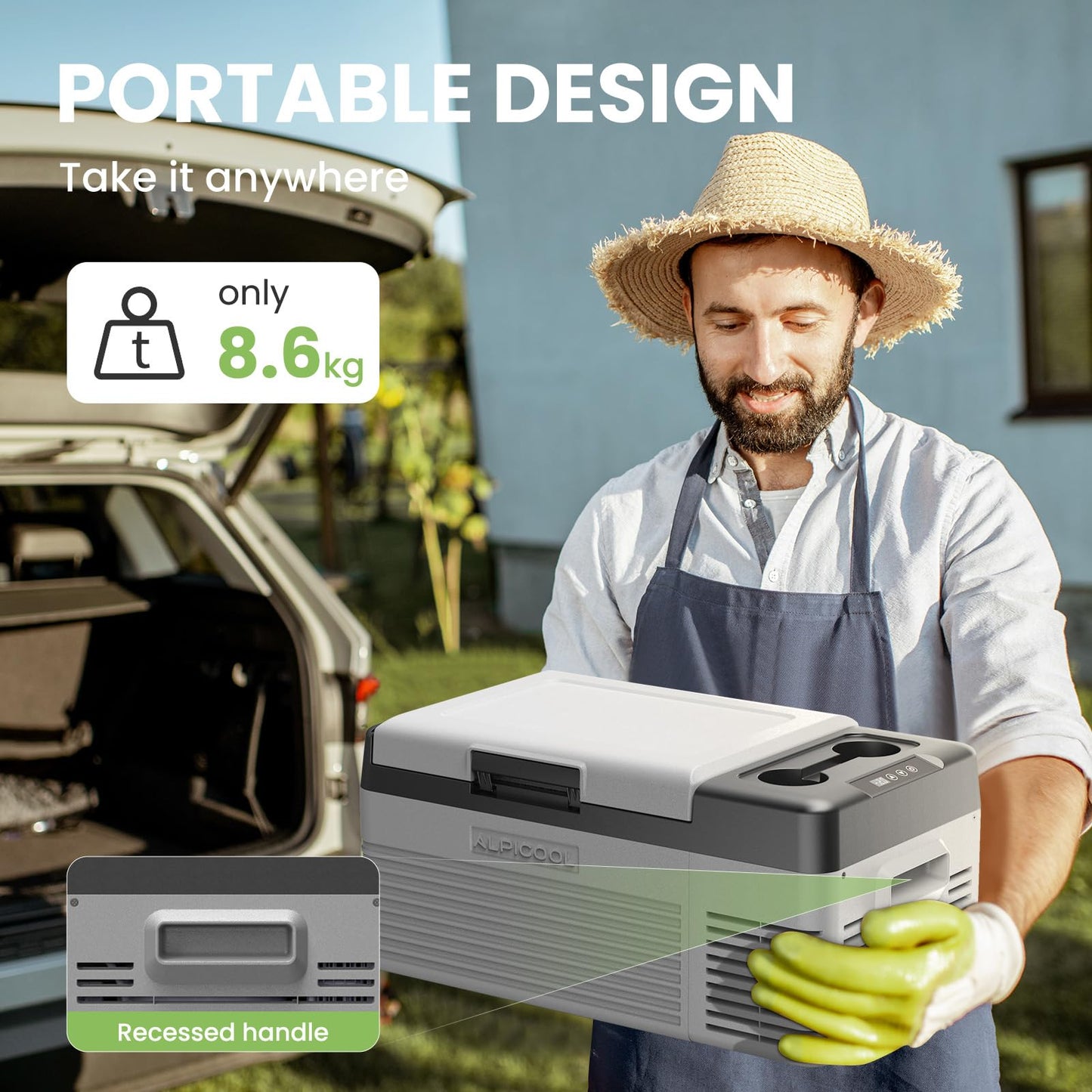 Alpicool Car Refrigerator 12 Volt Portable Car Fridge 16 Quart(15 L Electric Cooler with AC/DC,Car Refrigerator Freezer for Truck Van RV Camper SUV, Camping Boat Travel,-4~68°F