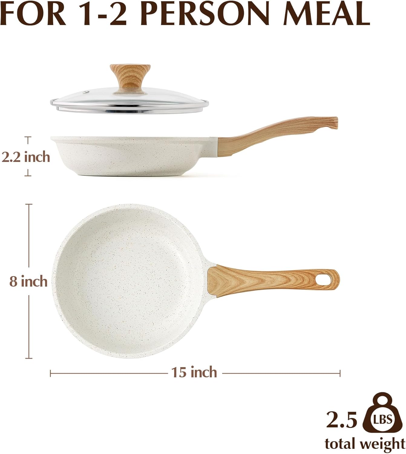 SENSARTE Nonstick Ceramic Frying Pan - Induction Compatible Chef's Skillet with Lid | 8-12.5 Inch, PFAS-Free