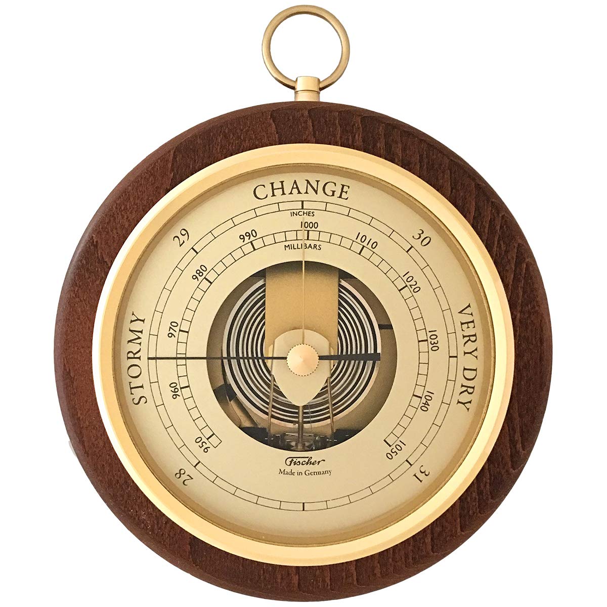 Fischer Barometer Pascal, Brass-Walnut 6.7" / 170 mm - 1436R-12-US (US Version)