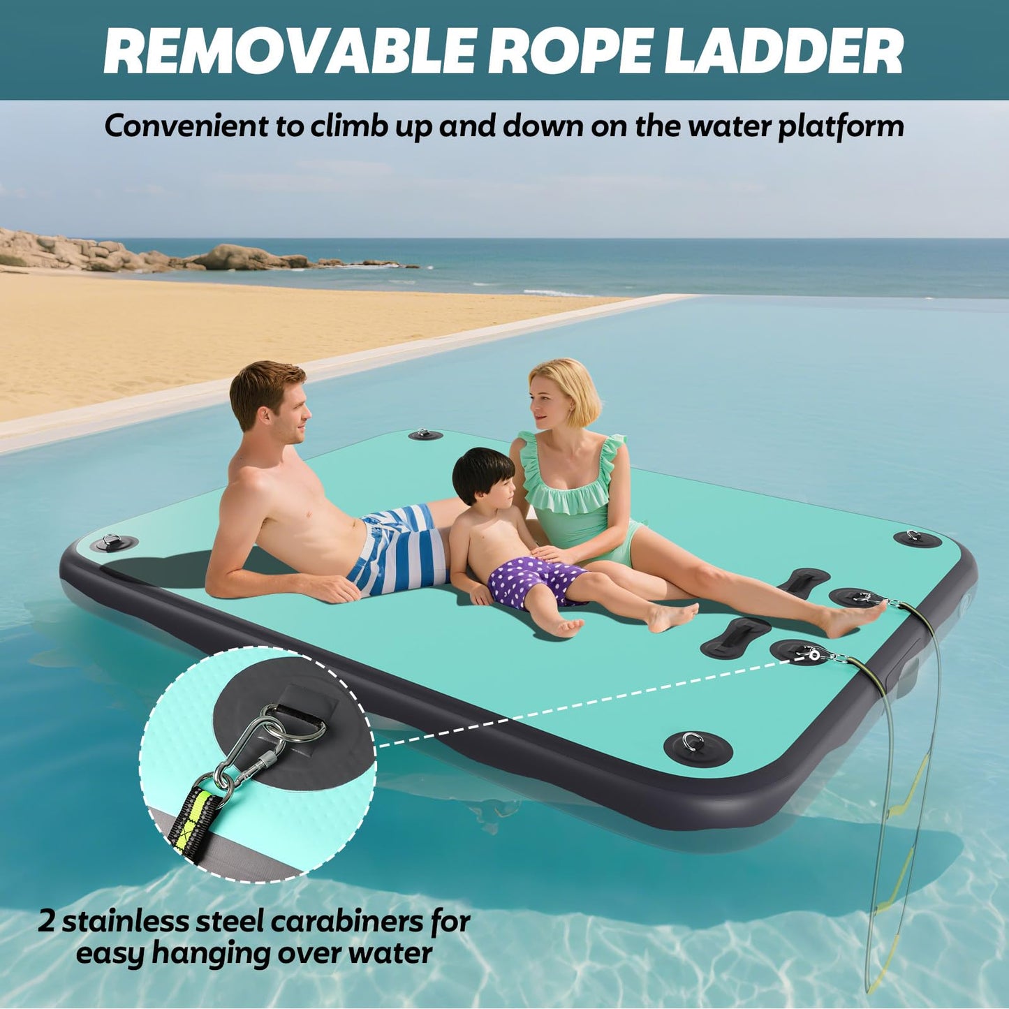 FAHKNS Inflatable Floating Dock Air Dock Platform Non-Slip Surface Floating Island Raft for Lake Pool Beach Ocean 6ft x 5ft x 0.5ft