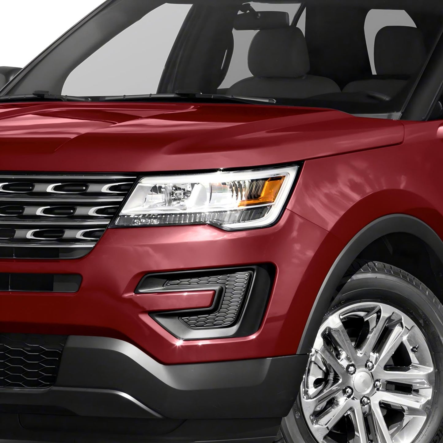 Duolctrams Pair W/O LED Module Chrome Bezel LED Headlights Assembly Compatible with 2016-2019 Ford Explorer Sport/Limited/XLT/Platinum 7-PIN FB5-Z130-08N FB5-Z130-08B FO2518130
