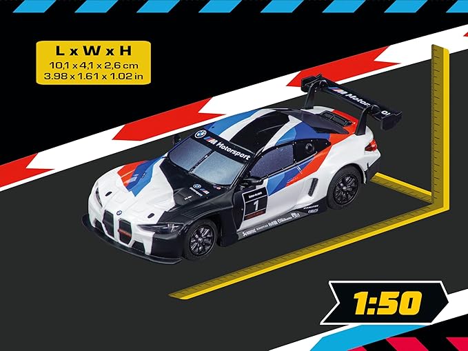 Carrera Hybrid Racing Car BMW M4 GT3 BMW M Motorsport No.1 1:50 Scale Front and Rear Lights USB-C Rechargeable RC Additional Vehicle