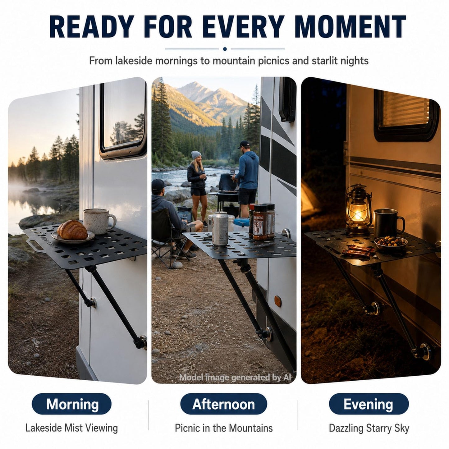 Magnetic Car Body Table for Rv Camping, Foldable Outdoor Overland Magnetic Table with Alloy Steel Panel Two Support Legs Quick Install No-Drill Fit for Car, Truck, Overland, Camping & Picnic,Anti-Rust