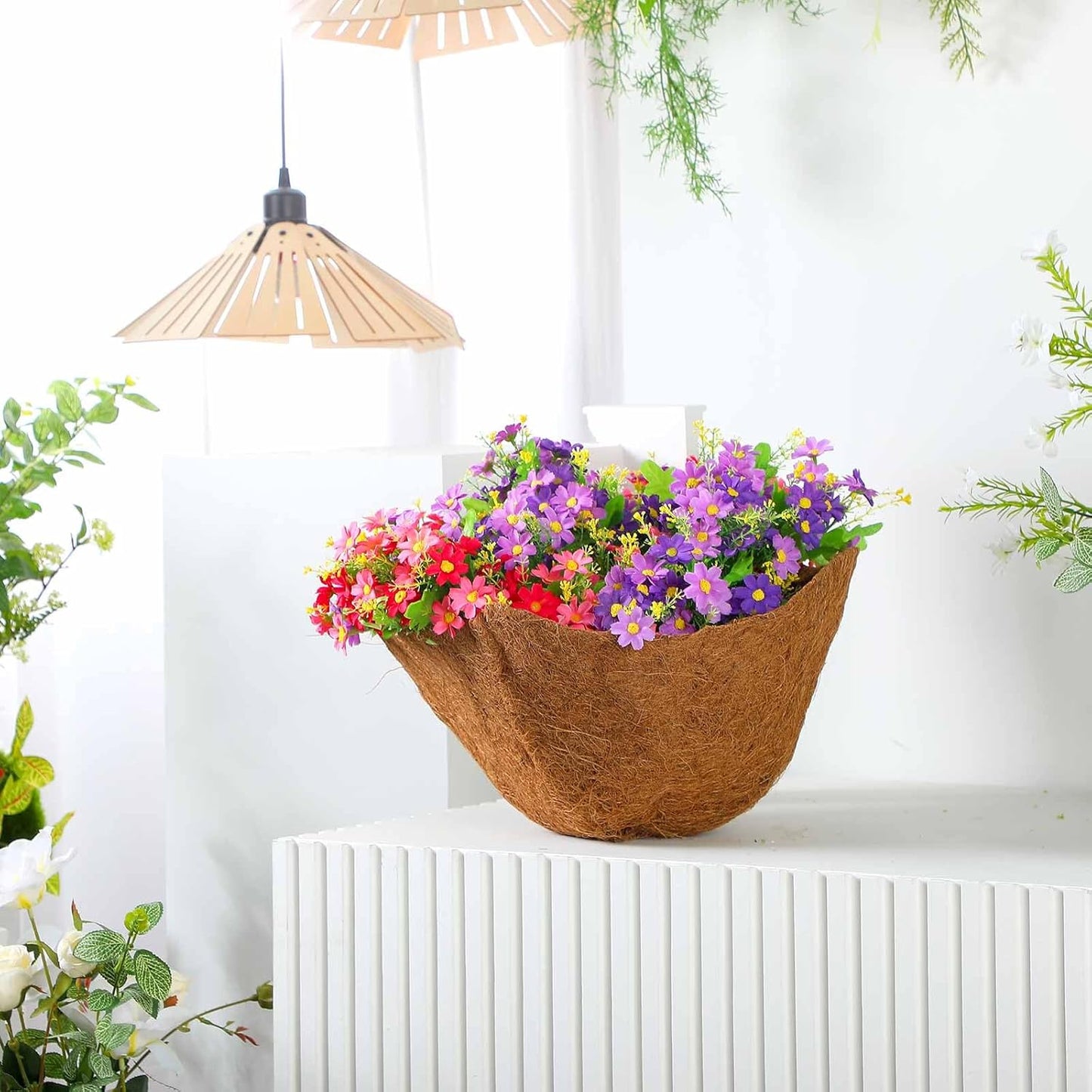 Newtay 14-Inch Square Coconut Liners - 4 Pcs Coir Fiber Replacement for Hanging Baskets & Pots