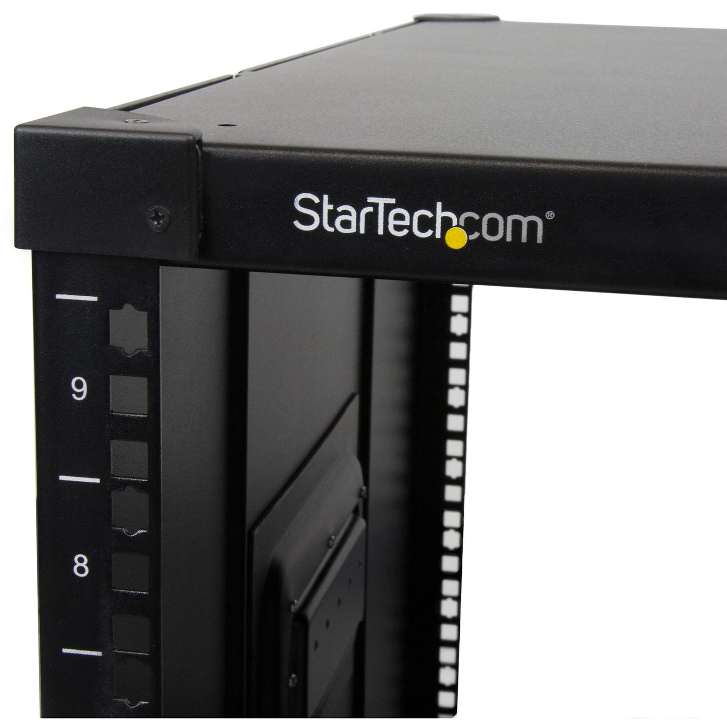 StarTech.com 4-Post 9U Mobile Open Frame Server Rack, Network Rack with Wheels, 19" Rolling Rack for Home/Office Narrow Floor Spaces, Small Data Rack for Computer/AV/IT Equipment - TAA (RK960CP)