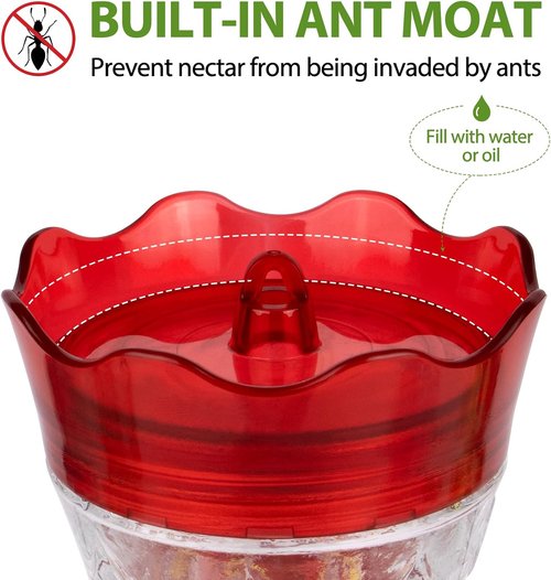 BOLITE Glass Hummingbird Feeders - 15 Ounce Leak-Proof Design with 4 Bee Guards & Ant Moat | Red Stars Decor, 2 Pack
