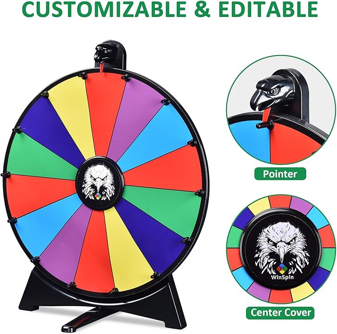 WinSpin Prize Board Kit 20 Prize Wheel & 30x19 Drop Board Foldable Stand Disk Spinning Wheel Fortune Game Eagle for Pub Party Trade Show Carnival