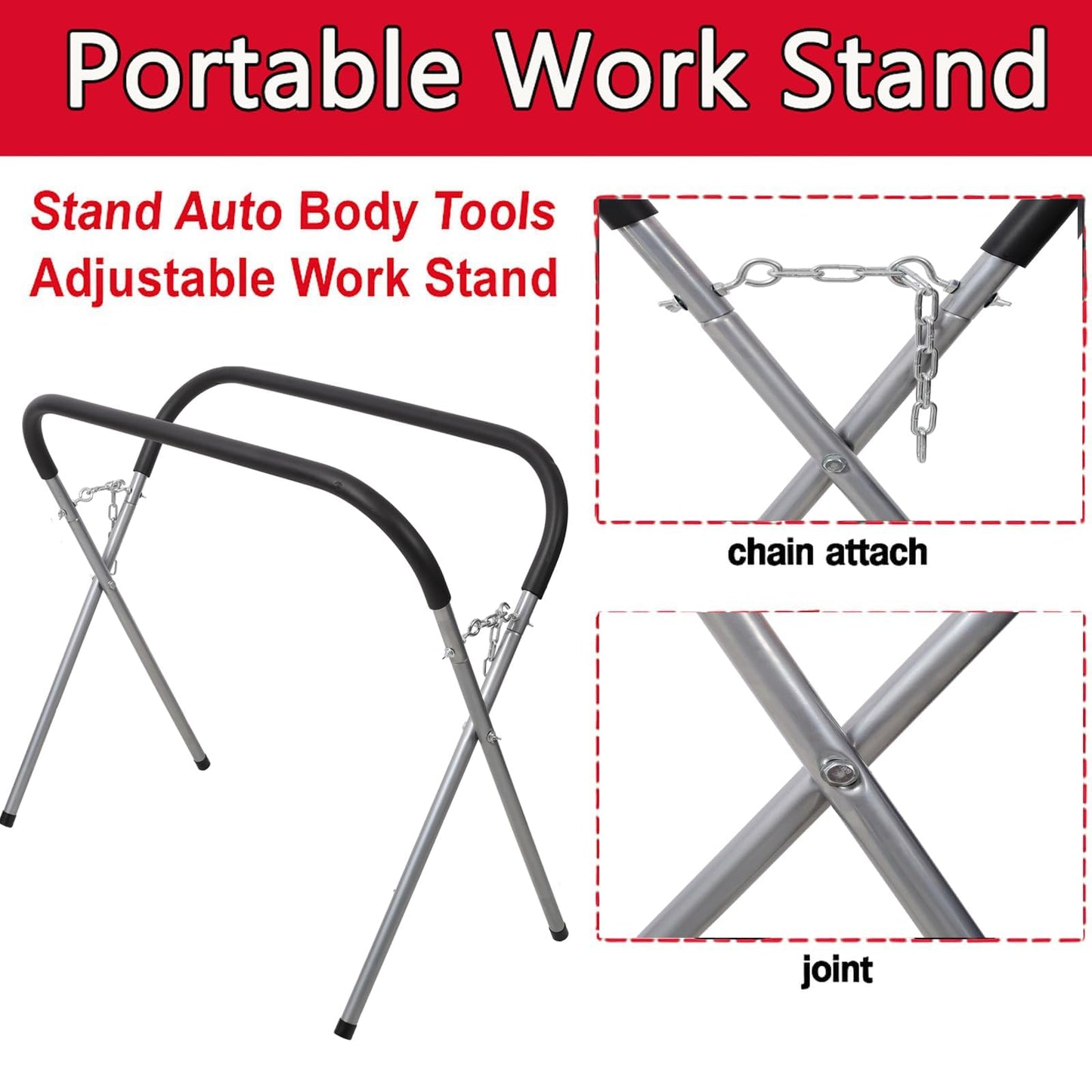 Portable Work Stand,Heavy Duty Workbench,750 Pound Capacity,Adjustable, Padded,Powder-Coated Steel, Rubber Feet, Automotive Fender Stand for Garages, Repair Shops, and DIY