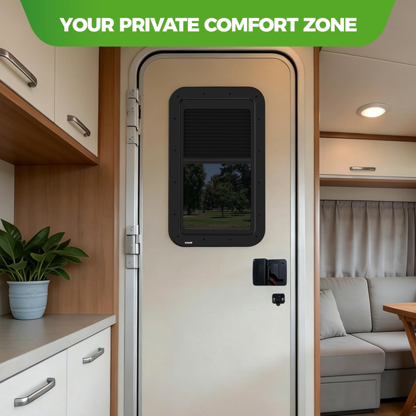 RVGUARD Integrated RV Window 15.7x24.7x1.78 IN, RV Entry Door Window Kit with Sliding Window Shade 12x21 IN, Camper Windows Replacement for Cargo Trailer