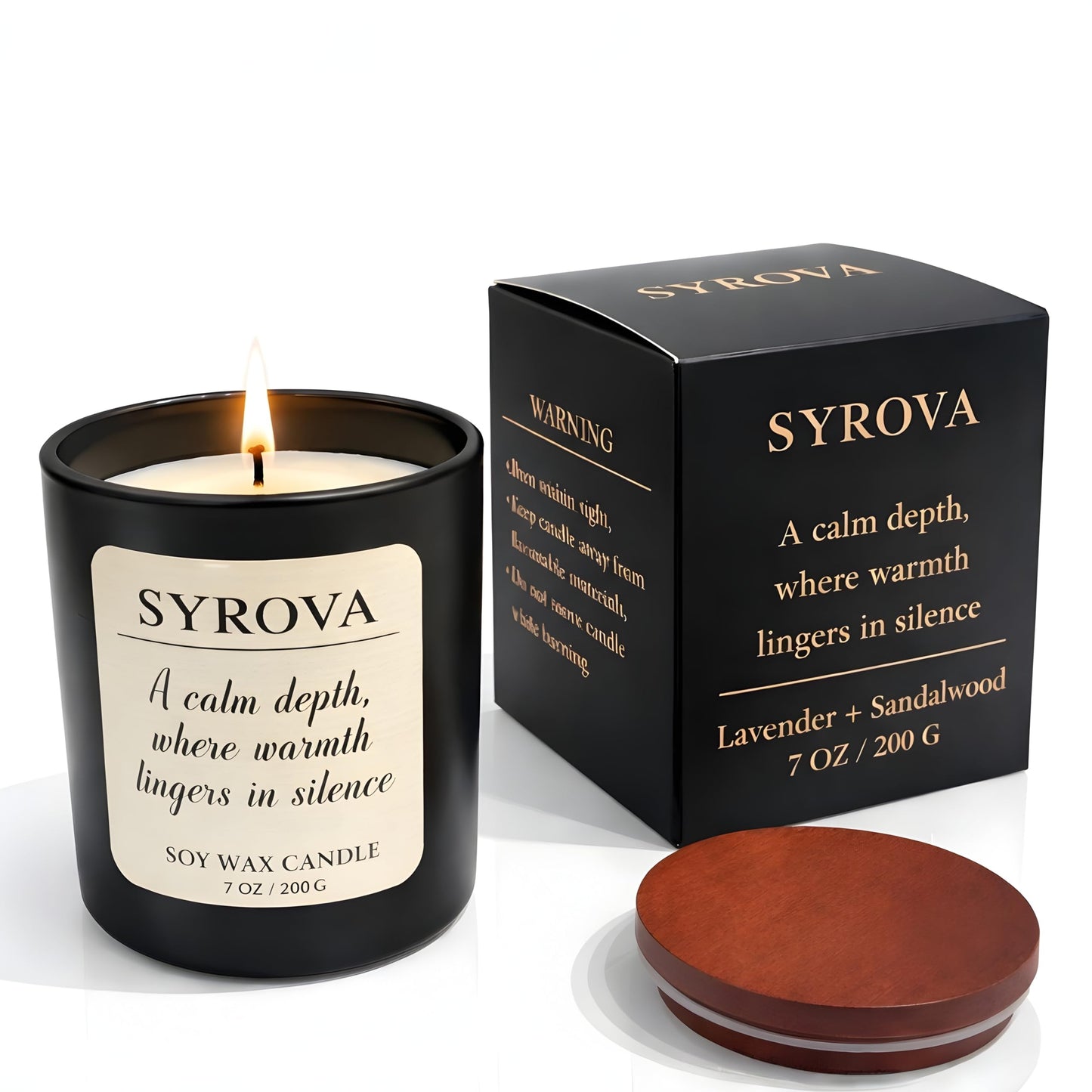 Lavender & Sandalwood Candle, Luxury Scented Soy Candle 7oz, Calming Relaxing Fragrance for Home, Stress Relief & Sleep Aromatherapy Candle, Gift for Women, Long Lasting Jar Candle