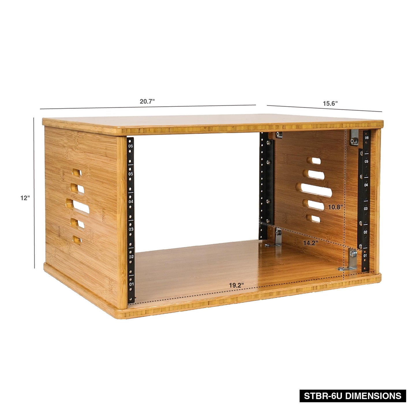 Sound Town DIY 6U Solid Carbonized Bamboo Studio Equipment Rack w/ 14.2" Depth, Ventilation for Recording Room, PA/DJ Pro Audio, Home Audio (STBR-6U)