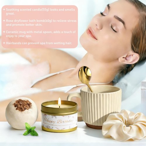 EOECL Happy Birthday Gift Box for Women - Relaxing Spa Basket for Best Friend, Mom, Coworker - Unique Gift Set with Affirmation Cards - Perfect for 18th 30th 40th 50th 60th Birthday