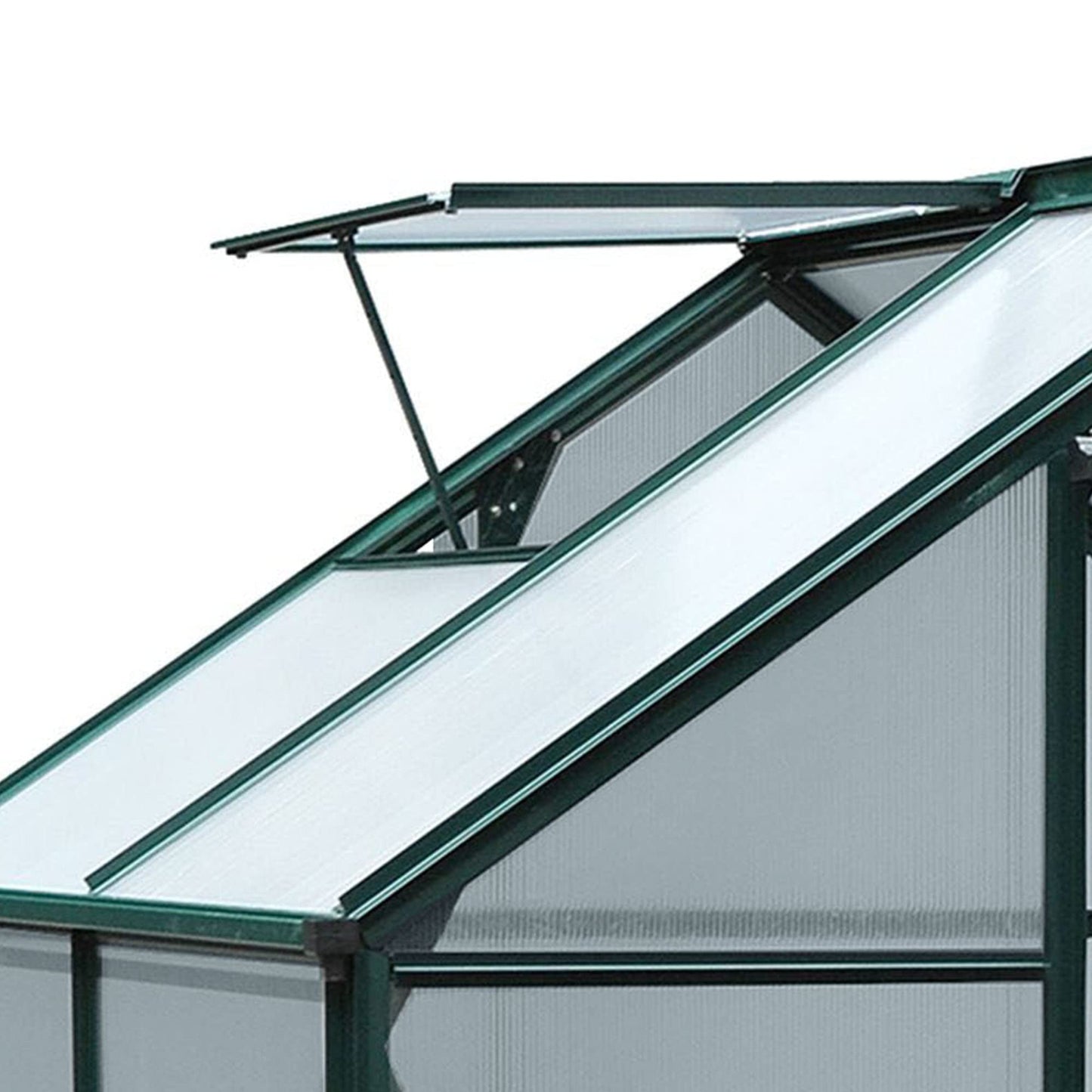 Outsunny 6' x 4' Greenhouse for Outdoors, Polycarbonate Greenhouse with Rain Gutter and Roof Vent, Aluminum Walk-in Green Houses with Push Door for Outside for Patio Backyard Garden, Dark Green