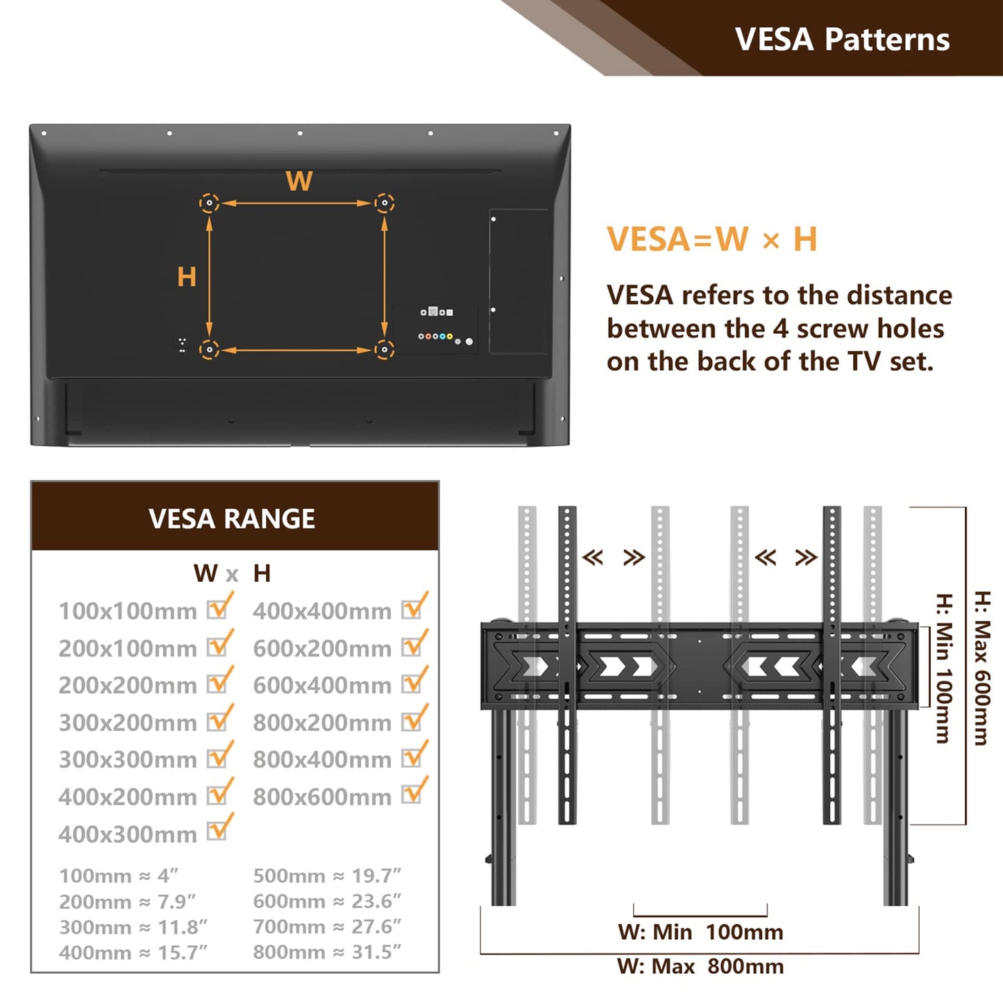 Mobile TV Cart Rolling TV Stand with Wheels for 55-120 Inch LCD LED Flat Curved Screens up to 250 lbs, Max VESA800x600 mm Heavy Duty Portable Floor TV Stand Large Base Trolley Height Adjustable