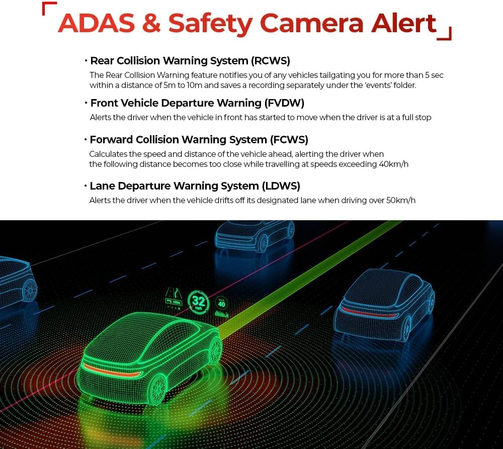 Thinkware U3000 4K Front Dash Cam with Sony STARVIS 2 Sensor, Built-in Radar Parking Mode, Super Night Vision 4.0, Dual-Band Wi-Fi, GPS, HDR, ADAS, Bluetooth, Supports Up to 512GB microSD