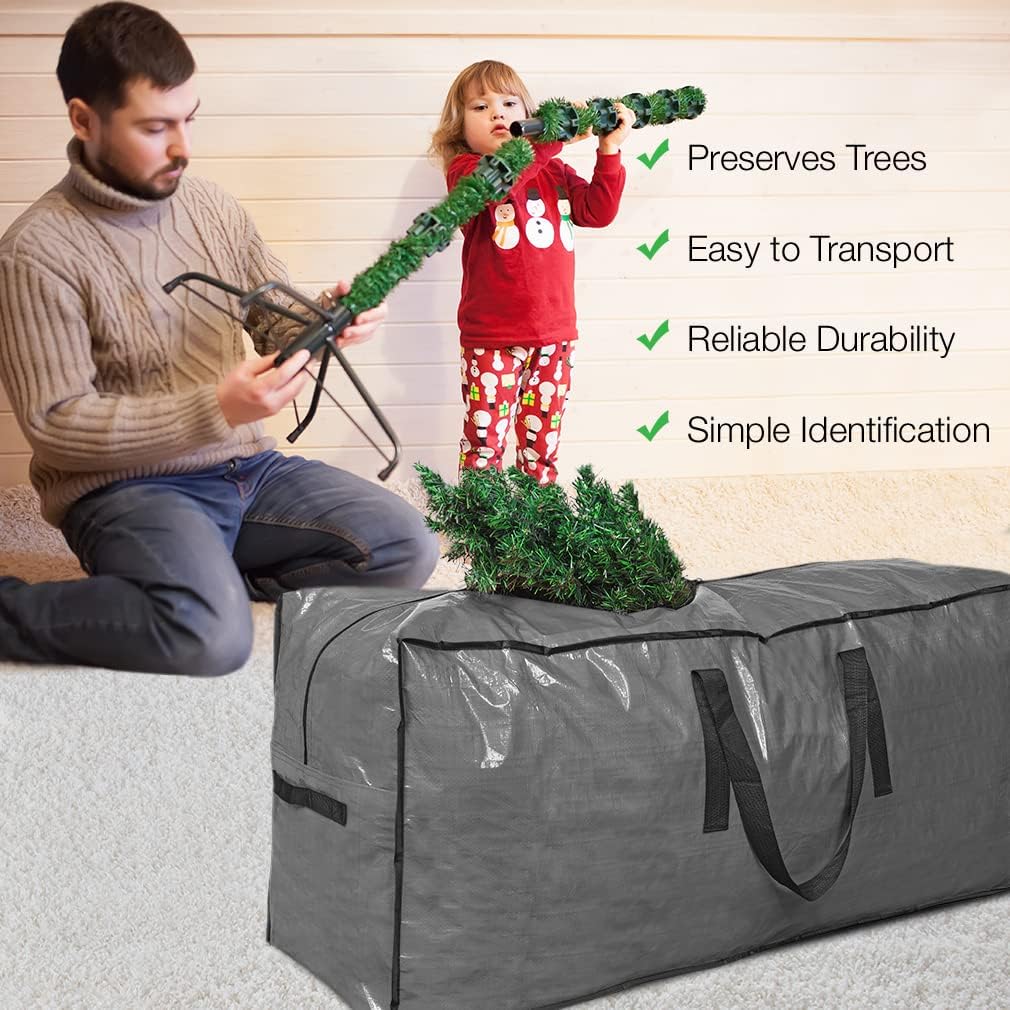 Primode Christmas Tree Storage Bag - Protective Zippered Case for 7.5ft Disassembled Holiday Trees | Gray