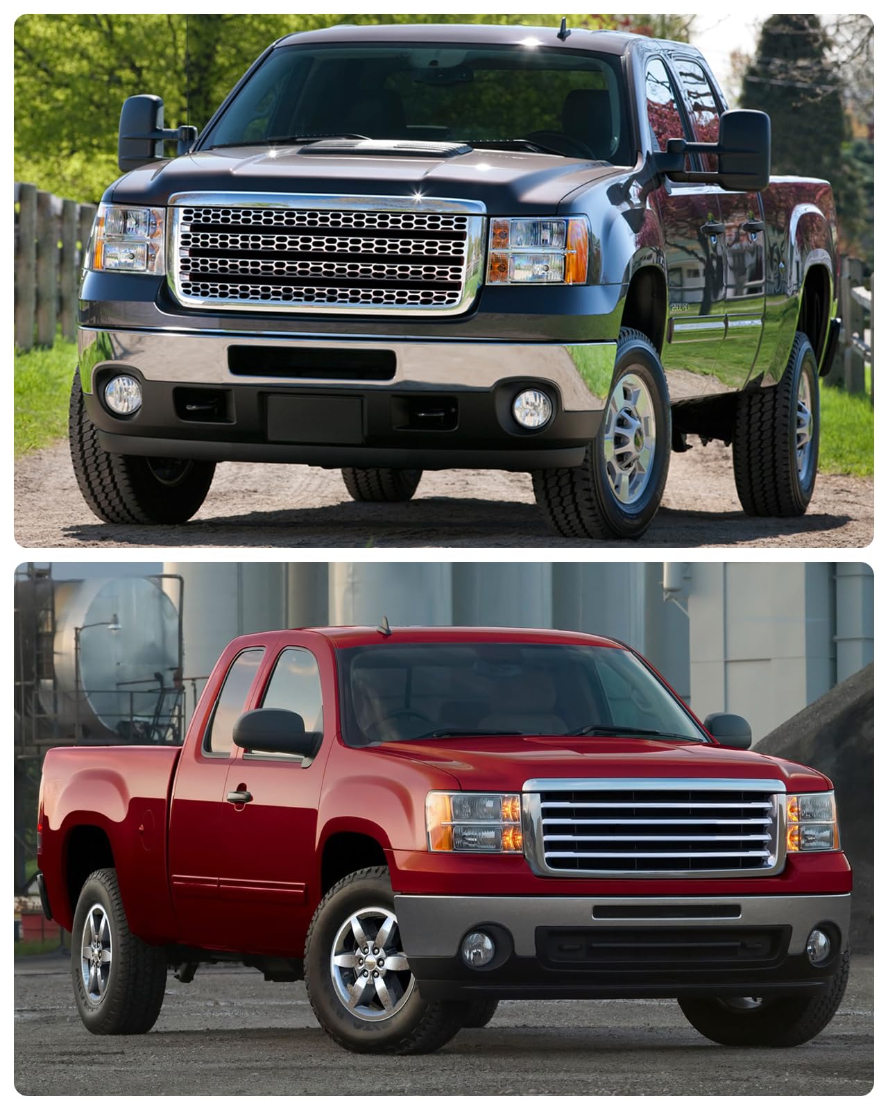 Headlight Assembly compatible with 07-13 GMC Sierra 1500/07-14 GMC Sierra 2500HD 3500HD for 2007-2014 Sierra Headlamp Chrome Housing Headlamp Replacement Driver and Passenger Sides(W/O Bulbs)