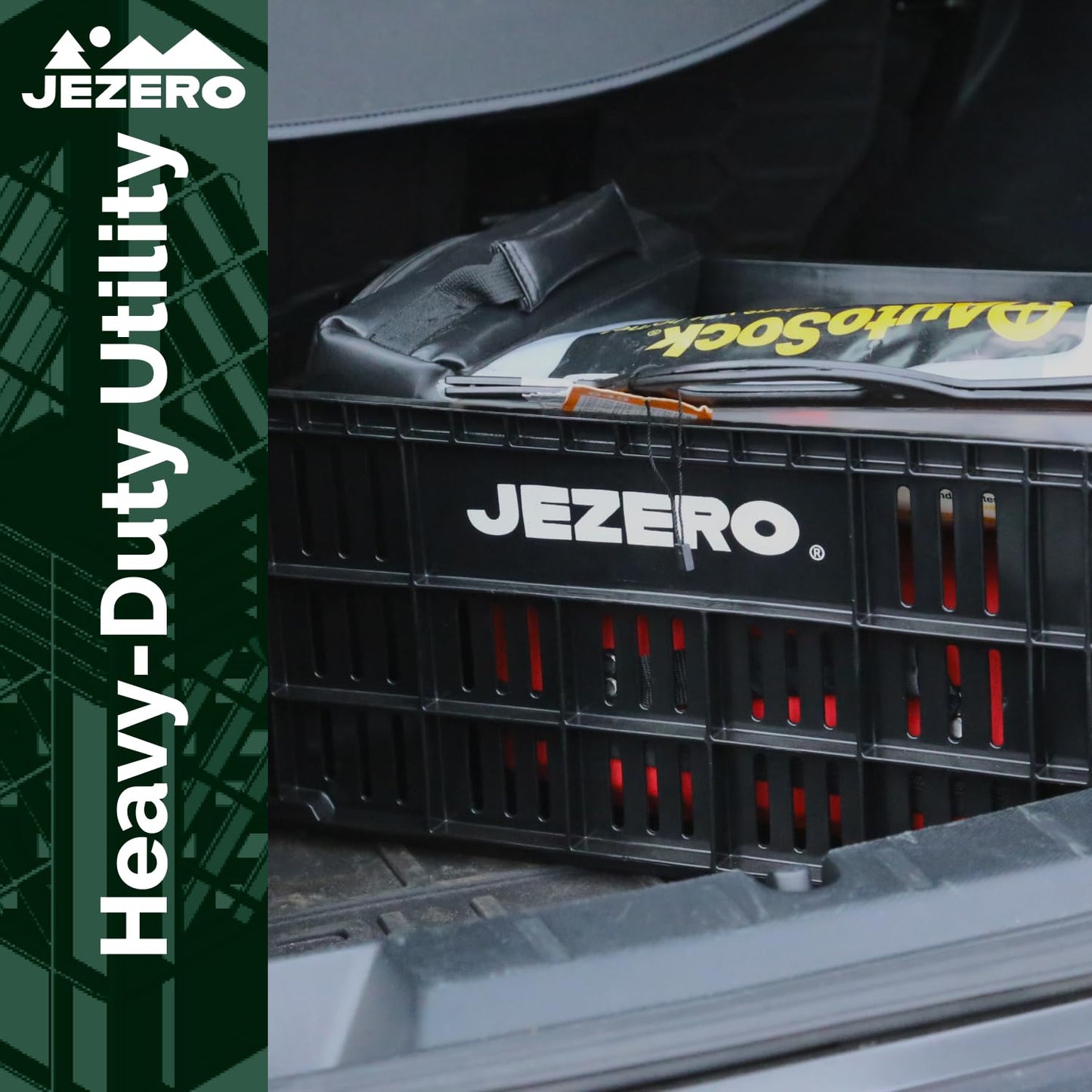 JEZERO Black 6-Pack Harvest Storage Crate – Stackable Plastic Tote Box for Fruit & Vegetables, Kitchen, Pantry, Closet, Car & Outdoor Use | Open Utility Bin, 20" x 12" x8"