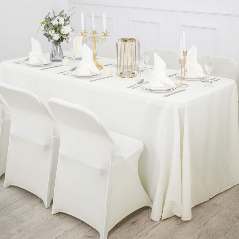 Ascoza 2pack 60x120 Inch Ivory Rectangular Tablecloth 6 Feet Table Cloth in Polyester Fabric for Wedding/Banquet/Restaurant/Parties