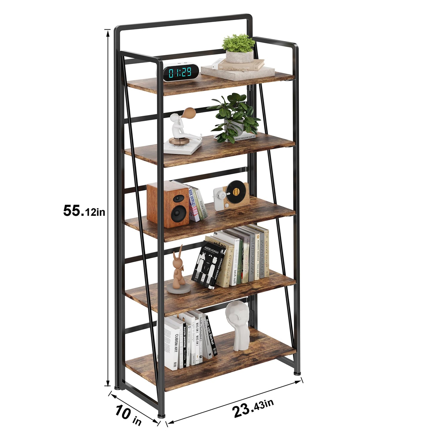 BHG No Assembly Folding Bookshelf for Living Room,Collapsible Book Shelf for Home Office, Portable Bookcase Storage Organizer Rack Shelves