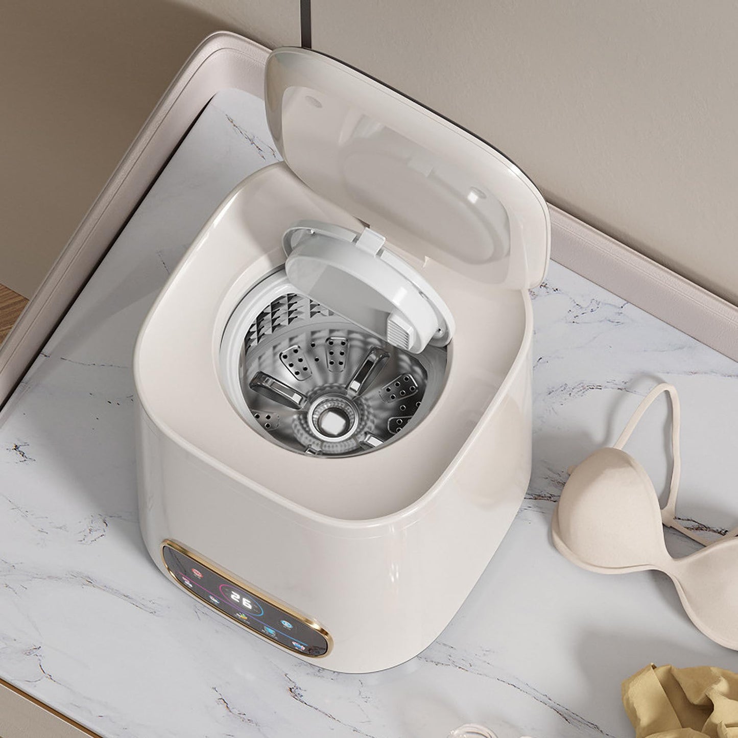 Portable Fully Automatic Washing Machine, 9L Compact Underwear Mini Washer with LCD Touch Control Screen, One-Touch Operation, Easy Installation, Ideal for Apartments, Dorms, RVs & Travel, 110V