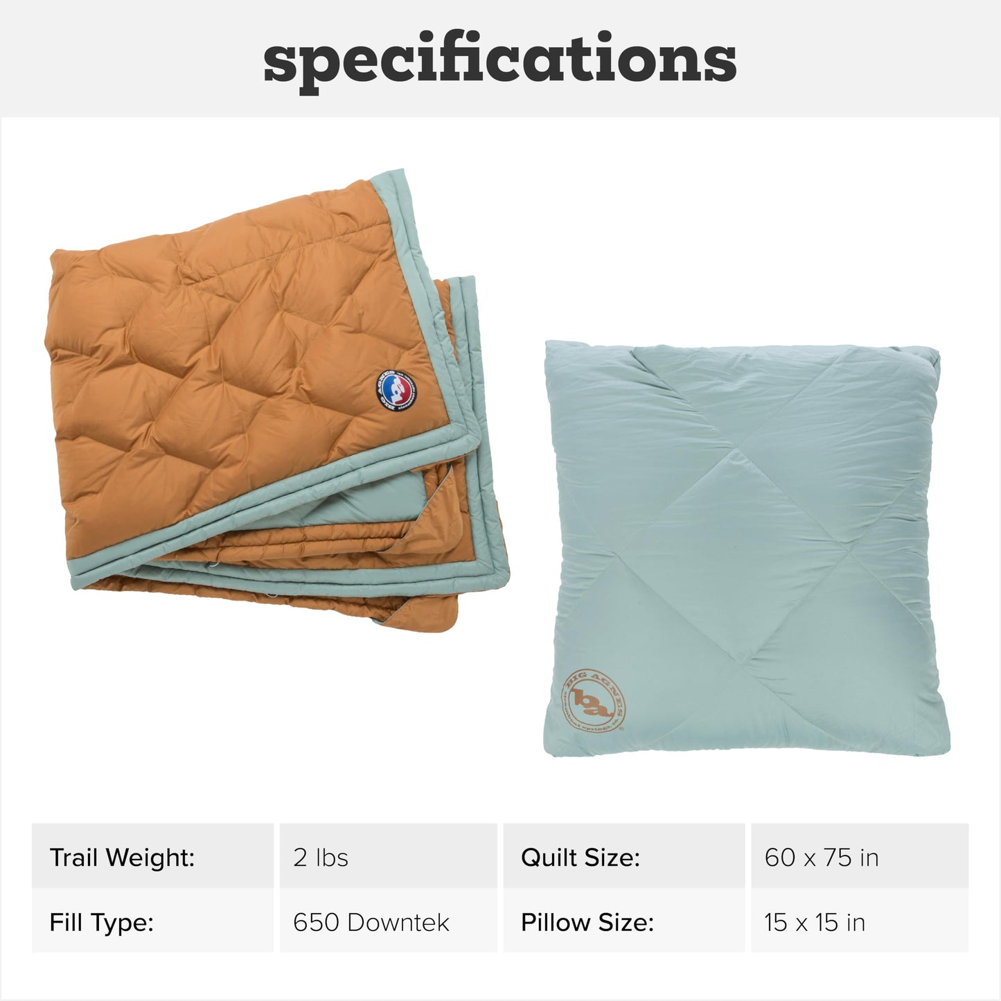 Big Agnes Camp Quillow - Ultralight Packable Backpacking Pillow And Quilt Combo, Versatile Puffy Downtek Blanket for Camping