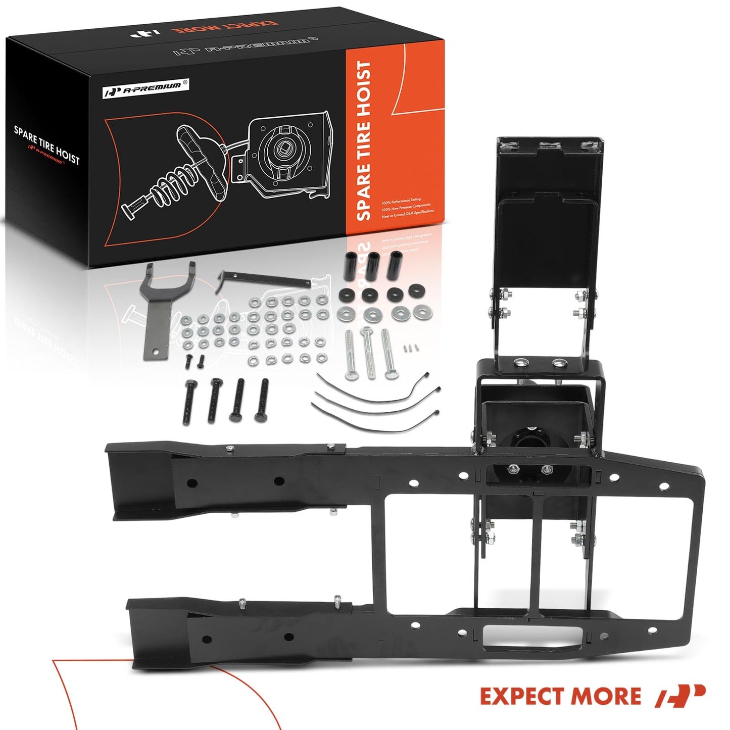 A-Premium Spare Tire Hoist Spare Tire Winch Carrier Compatible with Jeep Wrangler JL 2018 2019 2020 2021 2023 2024