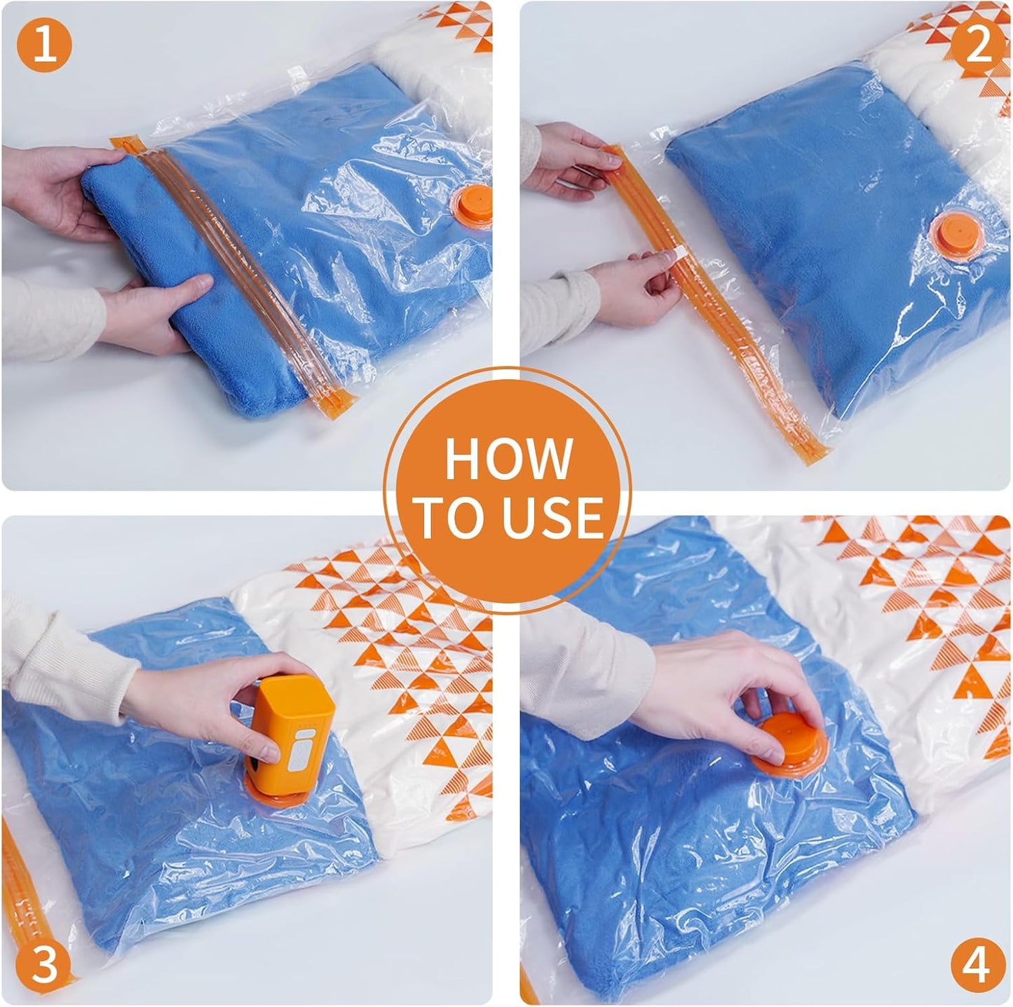 Skiennix Vacuum Storage Bags - 10 Pack with Wireless Rechargeable Pump | Space Saver for Travel & Luggage