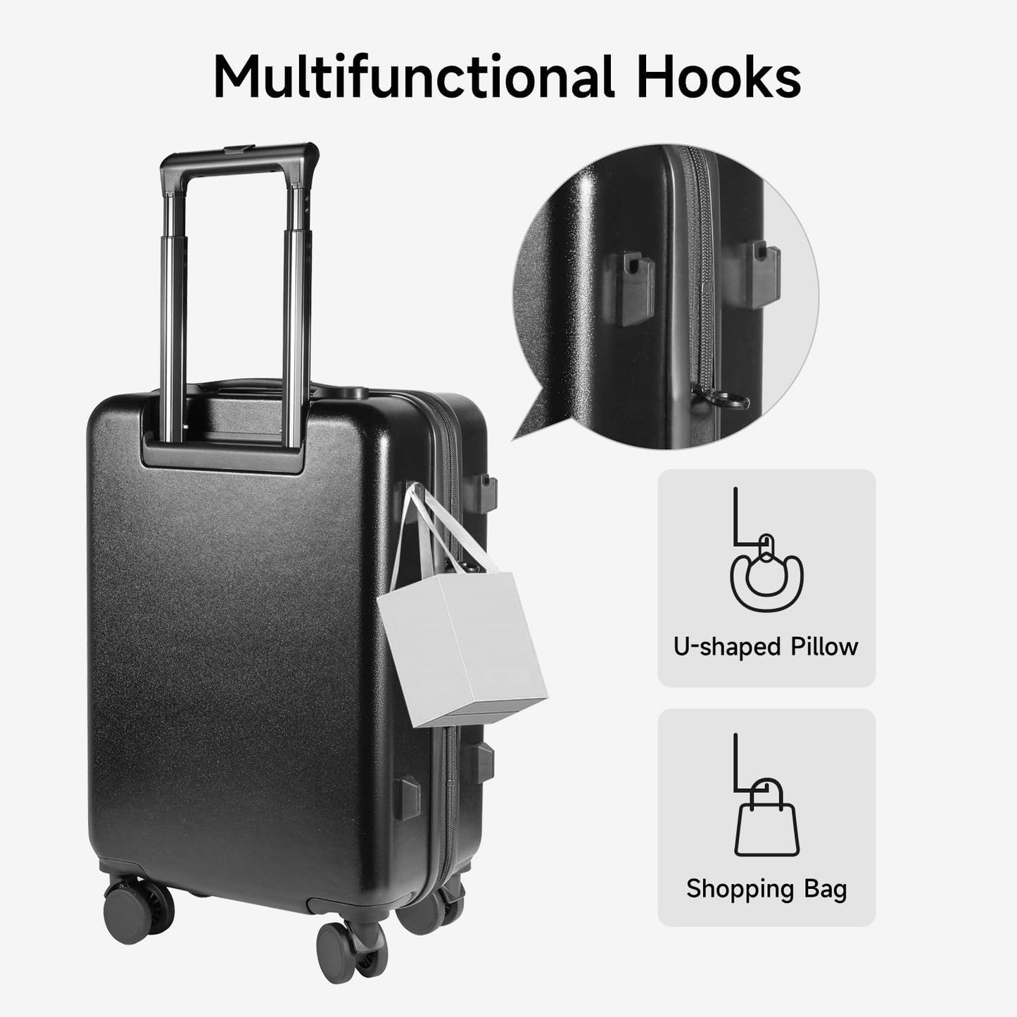 24 Inch Checked Luggage with Front Pocket, Expandable Hardshell Suitcase with Spinner Wheels, Hybrid Travel Bag with Laptop Compartment, TSA Lock & USB Charging Ports, Medium Suitcase for 7-10 Days