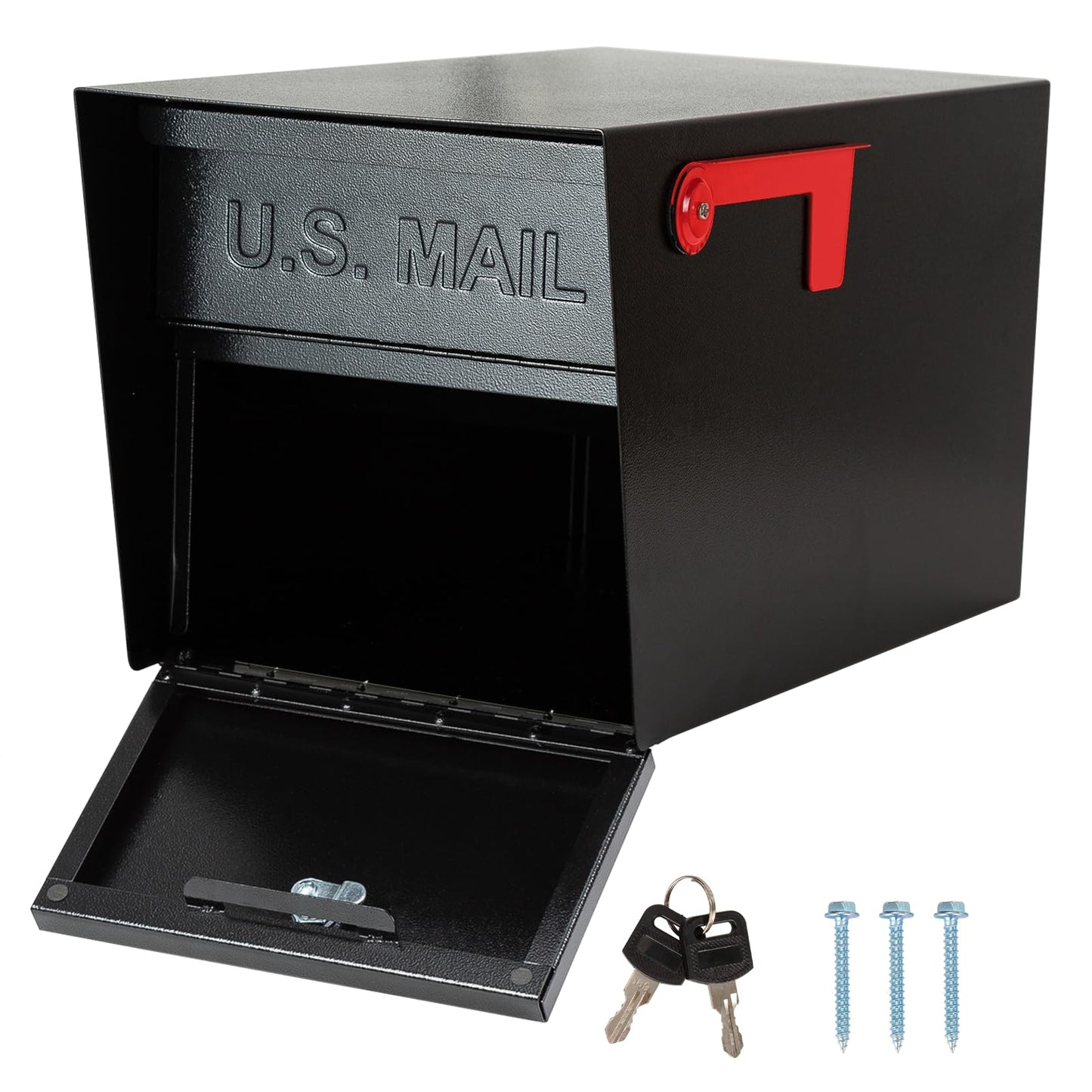 Large Locking Mailbox for Outside, RAINHOL All-Metal Modern Security Mailbox with 2 Keys, 21" x 11.2" x 10.5", Black