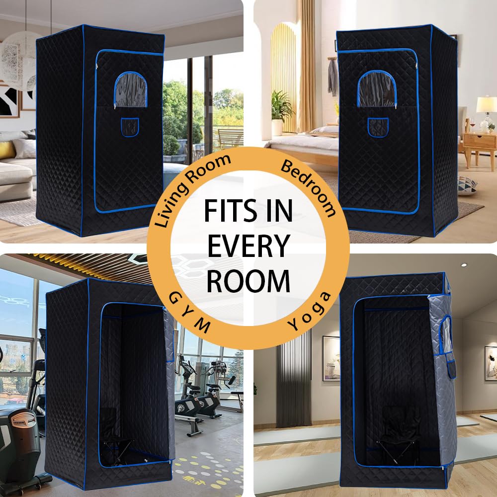 Mirrostory Portable Steam Sauna for Home, Full Body Sauna Box, Personal Sauna Steam Sauna Tent at Home Spa with 3L 1200W Steamer, Home Saunas Room for Gym, Pilates, Garage, Size of 71"x36"x36"(Black)