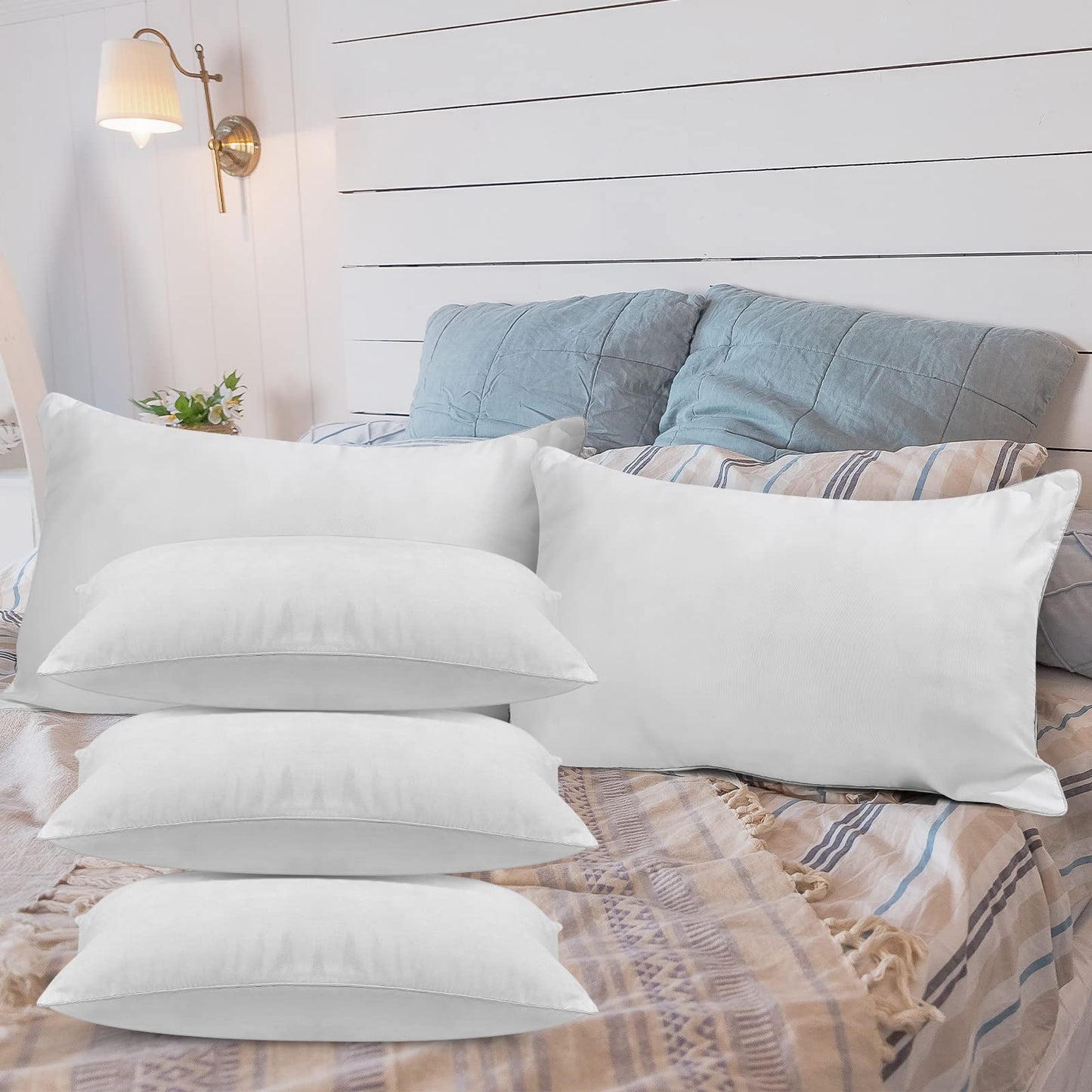 Macarrie 20 Pcs Queen Size Pillows for Sleeping Standard Size Inserts Hotel Bed Pillows Bulk for Stomach Back and Side Sleepers Machine Washable (30 x 20 Inches)