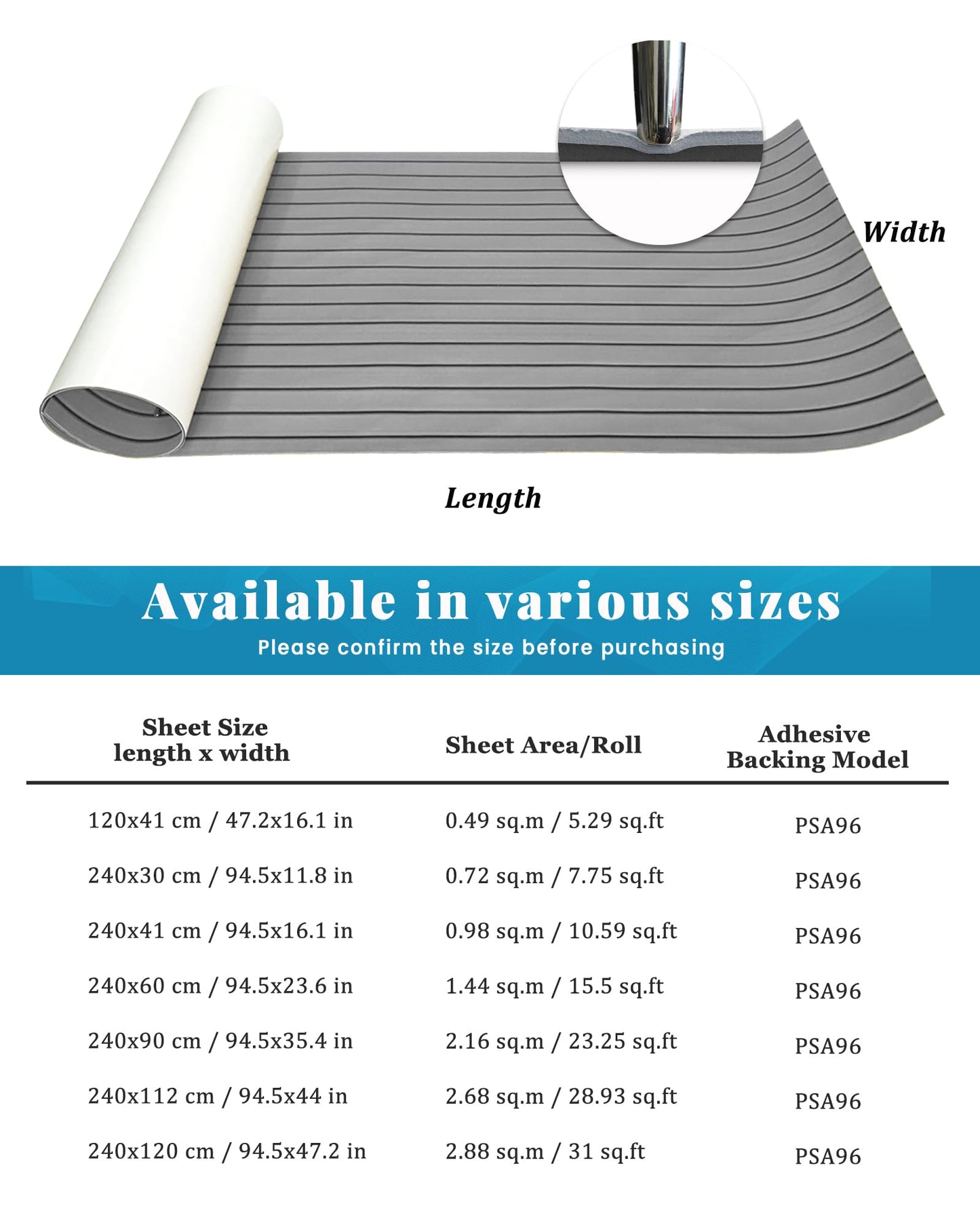 KXKZREN Boat Flooring EVA Foam Decking Sheet Faux Teak Marine Mat Non-Slip Boat Carpet Self-Adhesive Flooring for Jon Boats Motorboat RV Yacht Kayak Swim Platform 47.2 x 94.5 inch,31 sq.ft