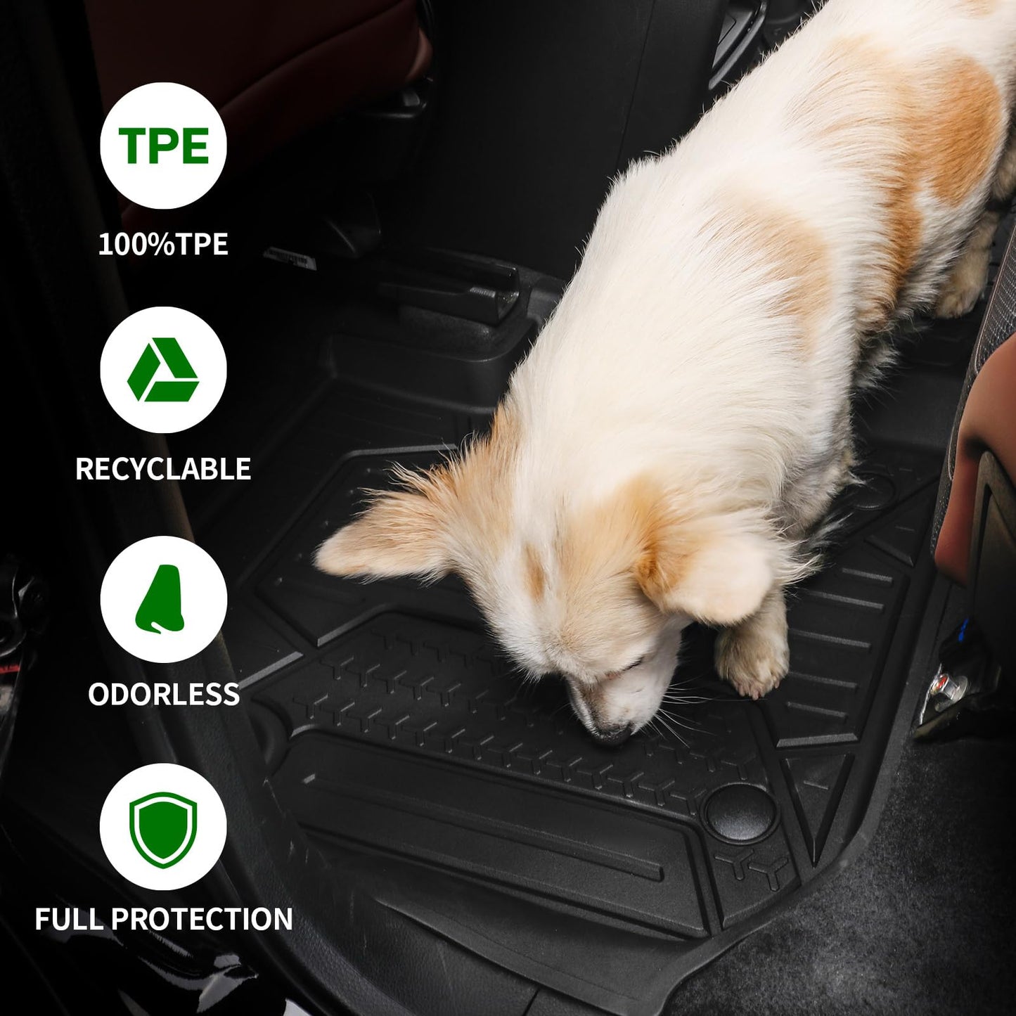 Protimat Floor Mat Custom Fit 2017-2024 2025 Ford F-250 SuperCrew Cab, All Weather TPE Floor Mats for Ford F250 1st & 2nd Row Full Set Cargo Liner (Black)