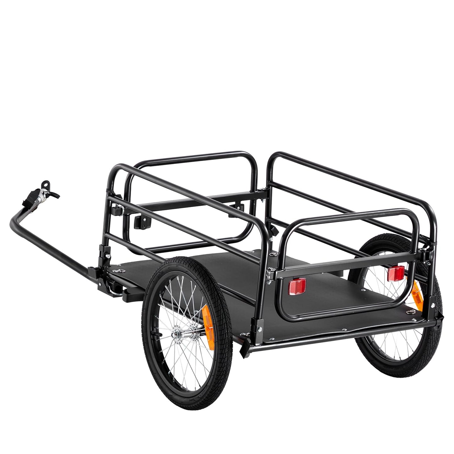VEVOR Bike Cargo Trailer, 160 lbs Load Capacity, Heavy-Duty Bicycle Wagon Cart, Foldable Compact Storage & Quick Release with Universal Hitch, 16" Wheels, Safe Reflectors, Fits 22"-28" Bike Wheels