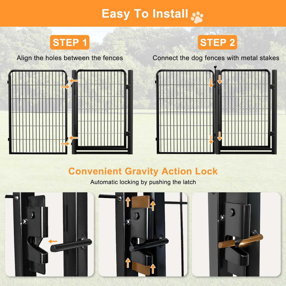 Dog Fence Outdoor Pens Outside,Portable Dog Play Pen 40" H 8 Panels Pet Playpen Exercise Pens for Puppys Small Medium Large Dogs RV Camping Yard Garden Indoor Wide Gate