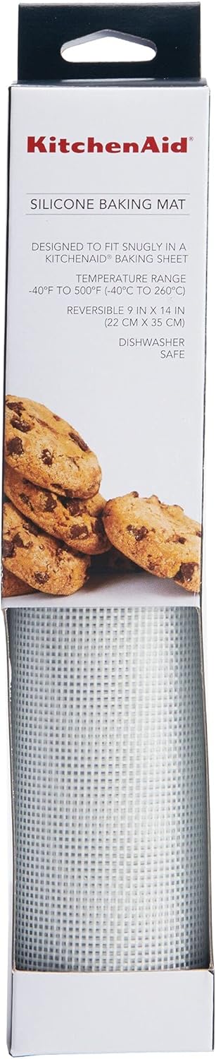 KitchenAid Silicone Baking Mat - Durable 9x14-Inch Gray Cooking Surface for Easy Baking