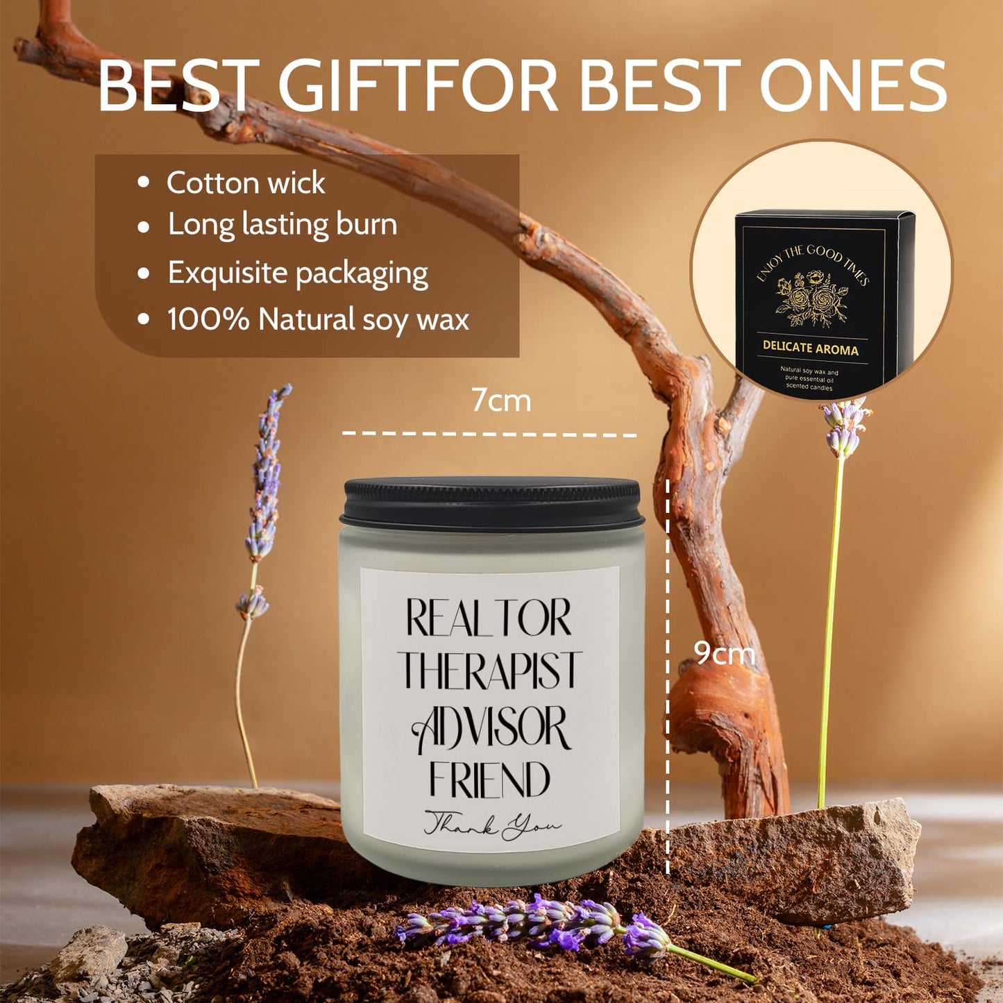 Ayxvt Realtor Gifts Scented Candles - Thank You Candle, Thank You Gift for Realtor Lavender Candle 8oz, for Women, Closing Gifts for Realtor, for Real Estate Agents
