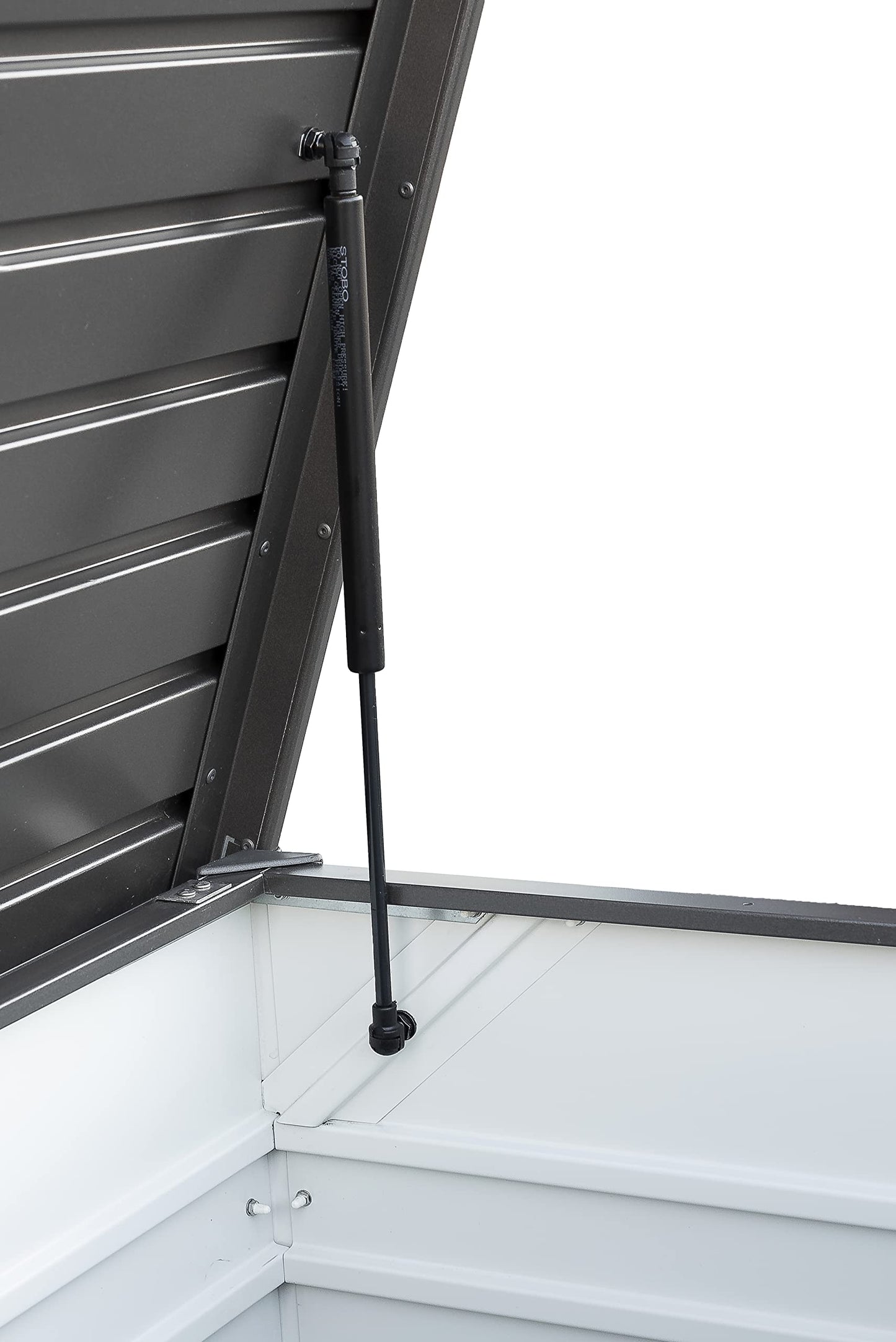 Biohort LeisureTime Metallic Dark Gray Deck Box - 51 Gallon Metal Outdoor Storage, Locking, Waterproof, for Tools, Cushions, Pool & Package Chest, Soft Close Size: 18in x 40in x 25in