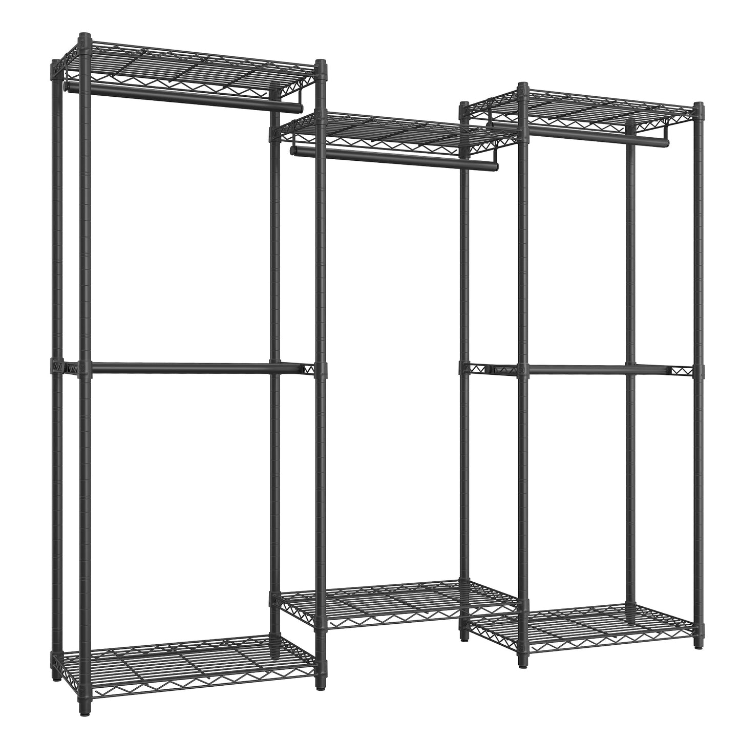 SONGMICS Heavy-Duty Clothes Rack, Garment Rack, Portable Closet, 68.7-Inch Wide Clothing Rack with Adjustable Mesh Shelves and Hanging Rails, Ink Black ULGR433B01