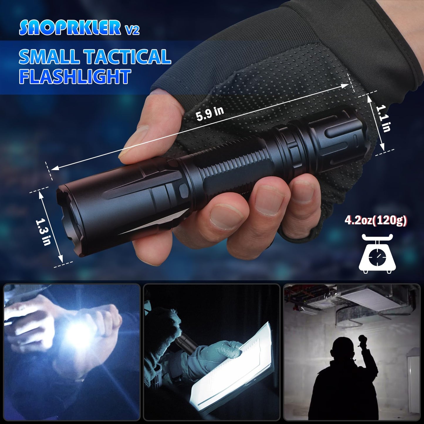 SAOPRKLER V2 Police Tactical Flashlight-2350 High Lumen Duty Belt Flashlight for Law Enforcement,Flashlight with Holster(750 Yards/2H) Military Grade Super Bright Flashlights